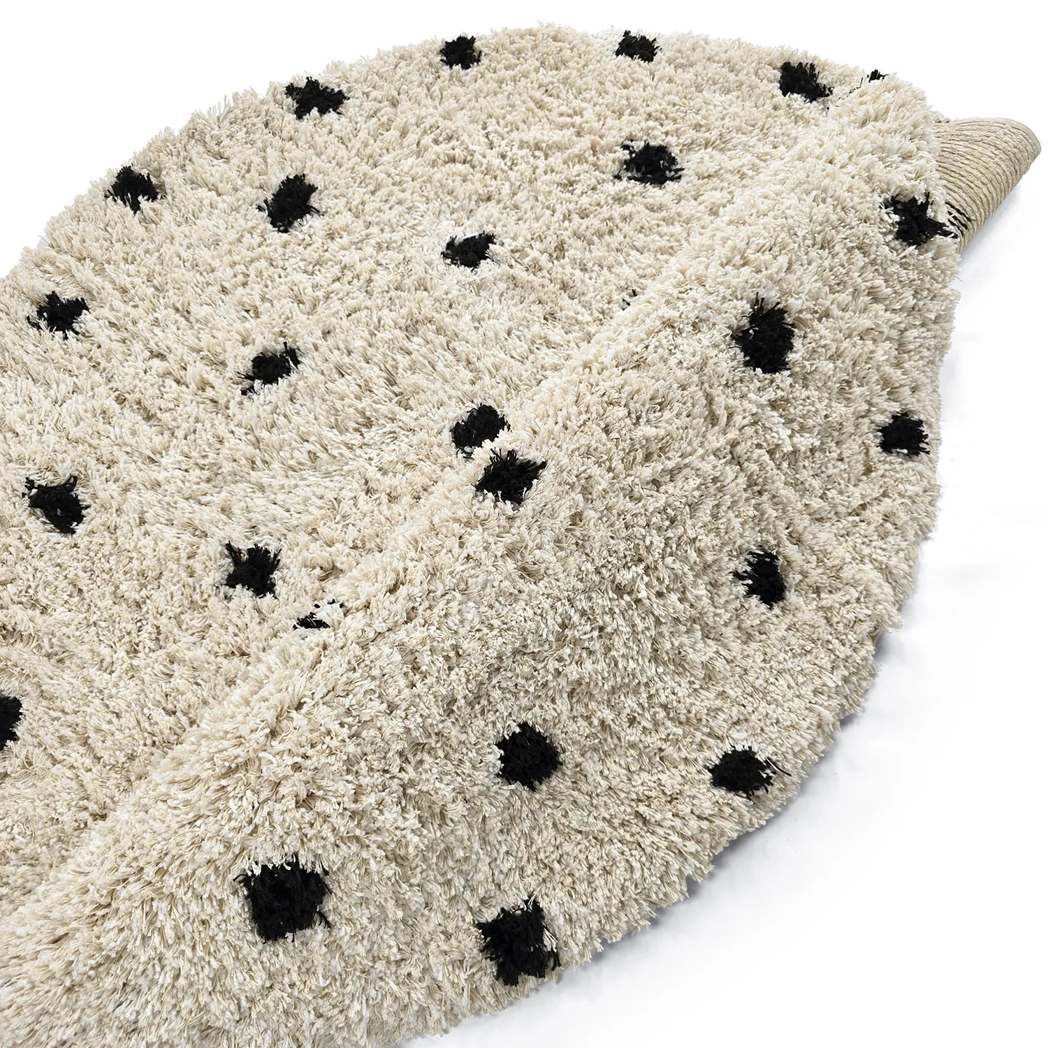 Kerek szőnyeg - Soria Natural Cotton Shaggy (törtfehér/fekete)