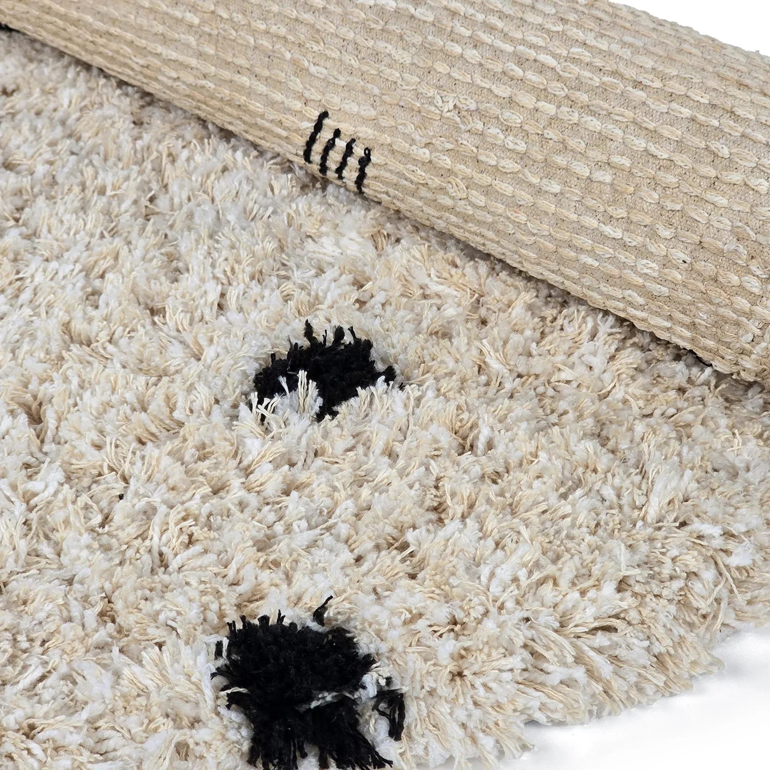 Kerek szőnyeg - Soria Natural Cotton Shaggy (törtfehér/fekete)