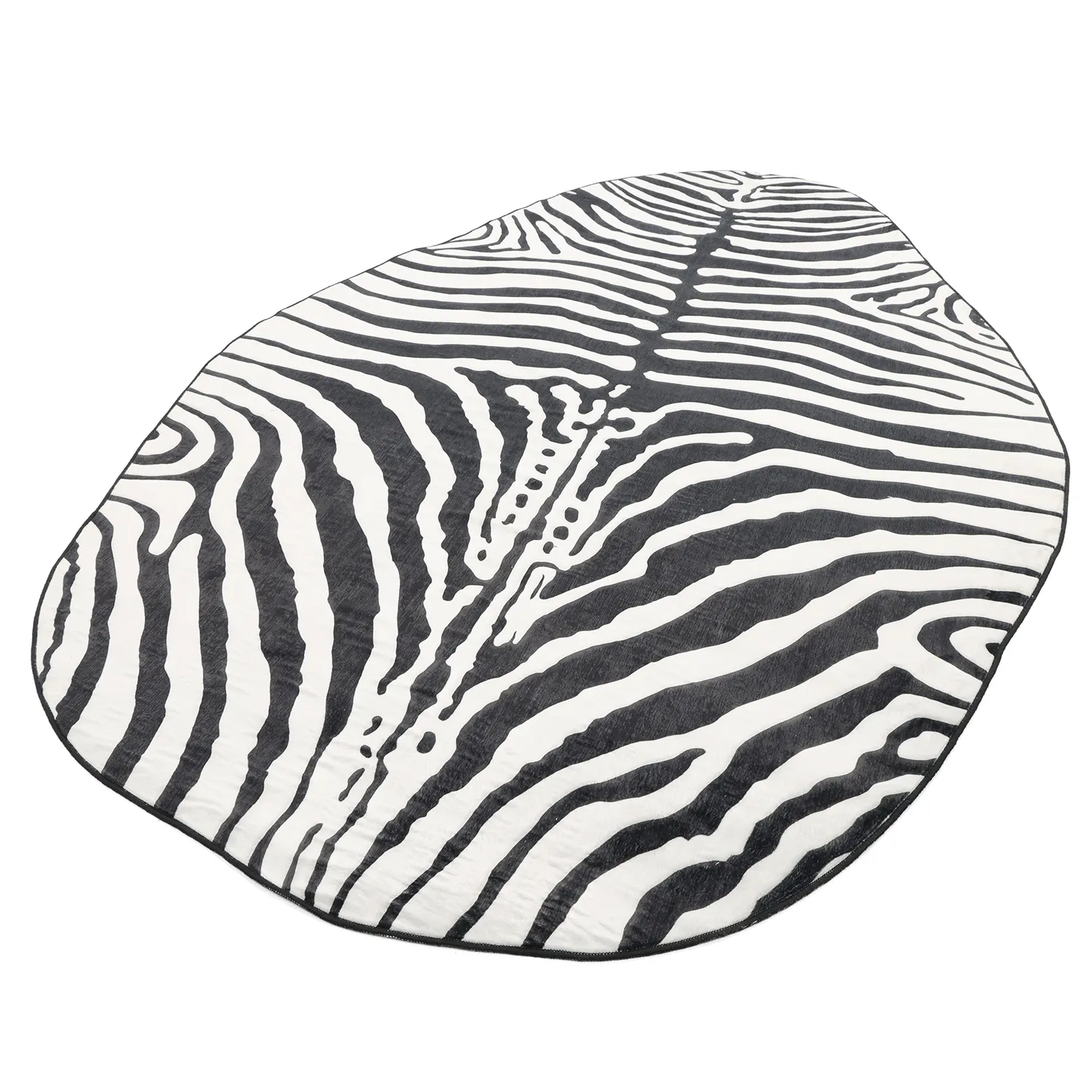 Kerek hullámos Wilton szőnyeg - Zebra (fekete/fehér)