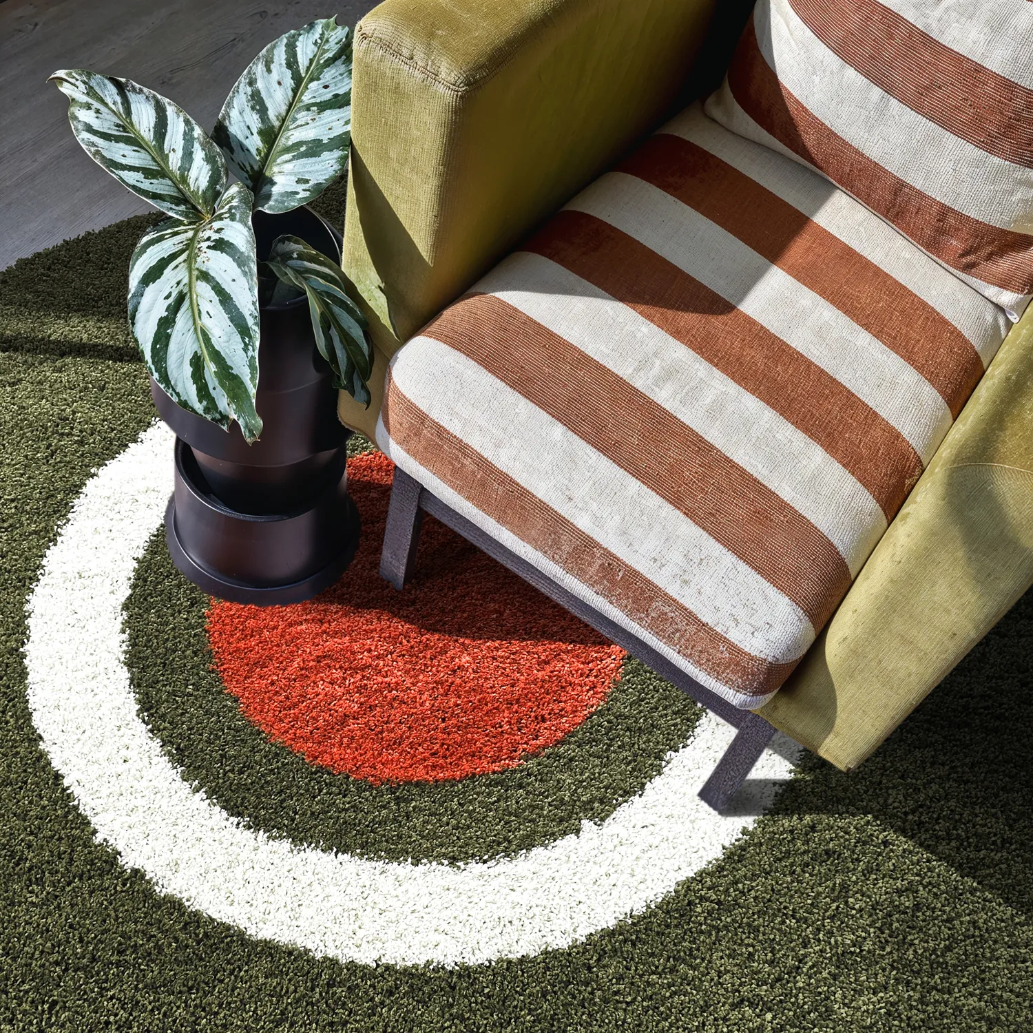 Kerek szőnyegek - Alsace (zöld/fehér/narancs)