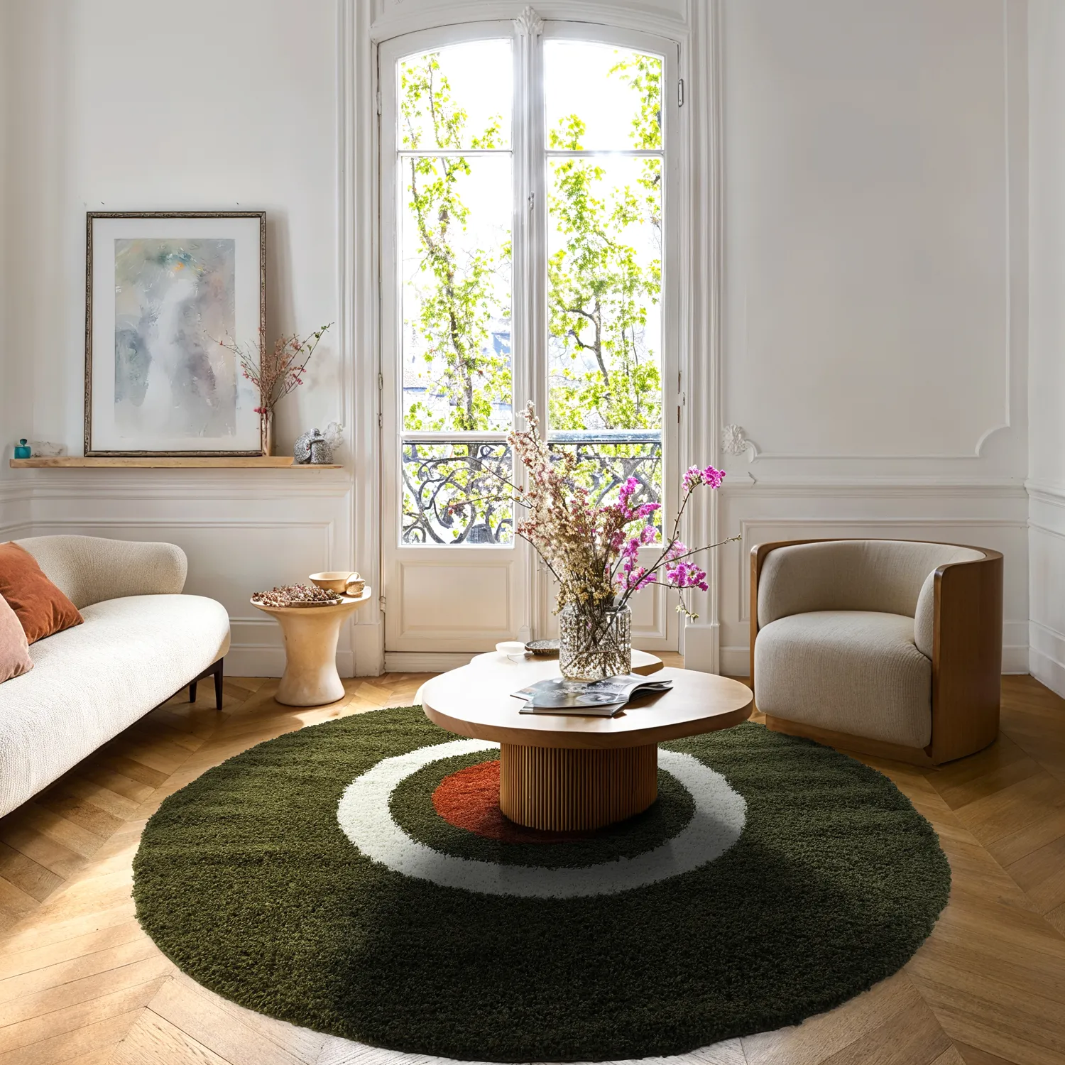 Kerek szőnyegek - Alsace (zöld/fehér/narancs)