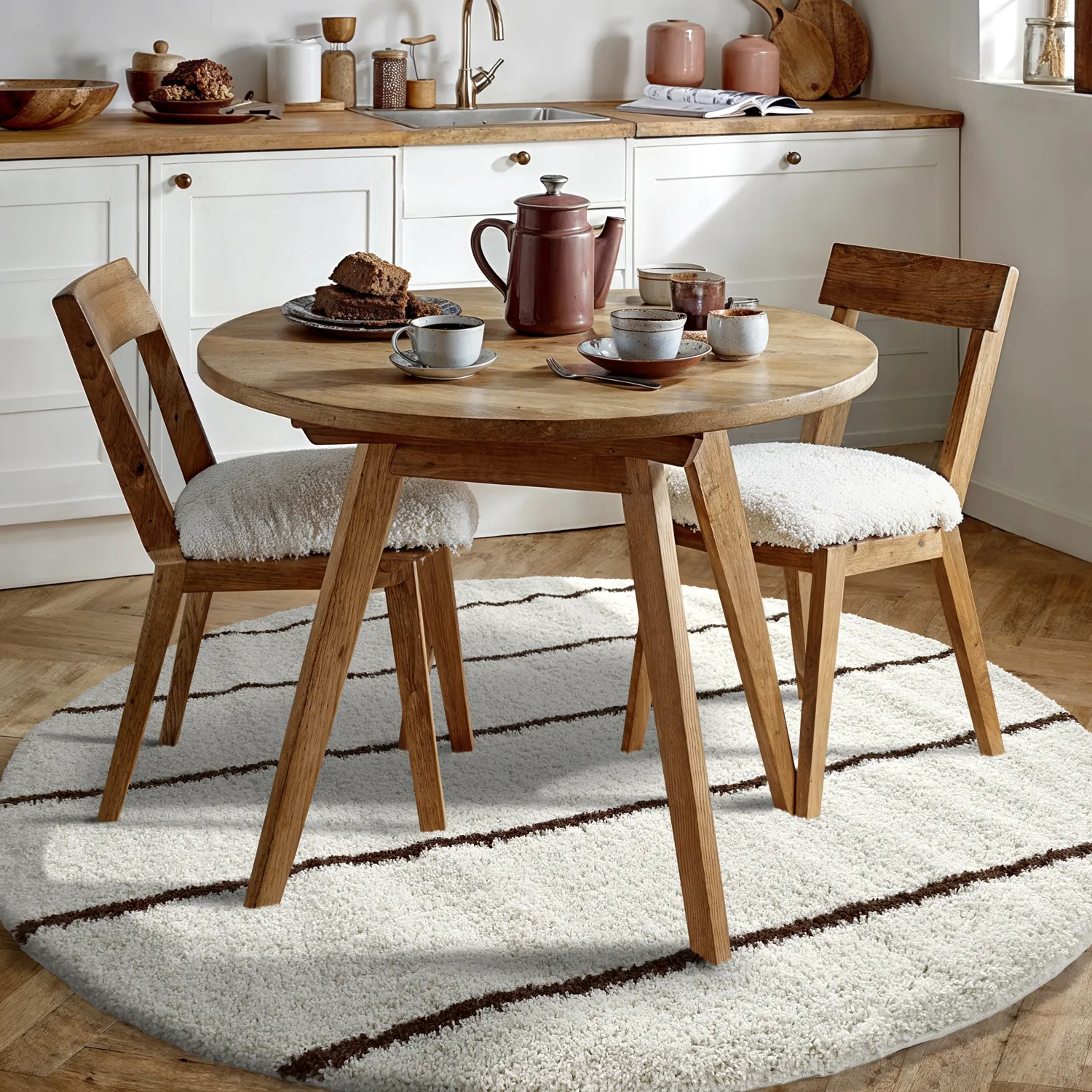 Kerek szőnyegek - Eze (fehér/barna)