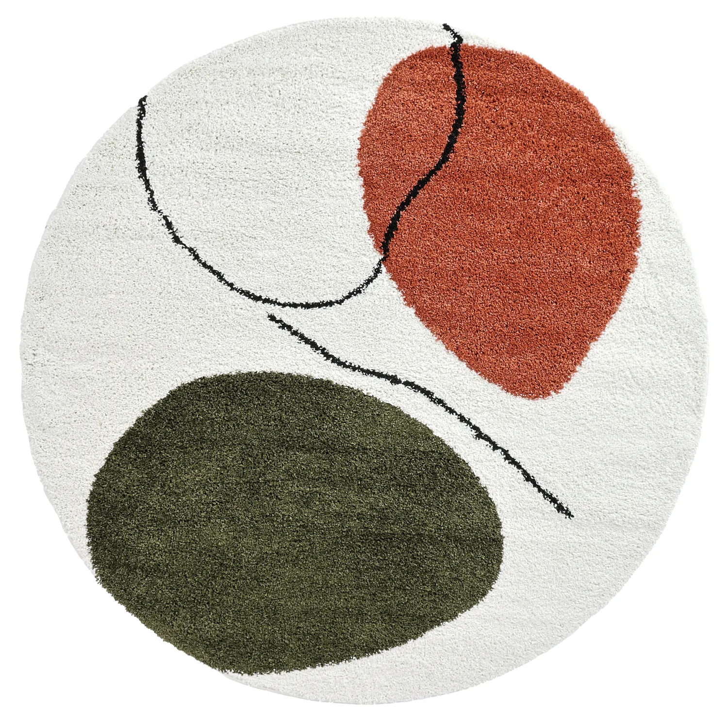 Kerek szőnyegek - Sanghar (fehér/narancs/zöld)