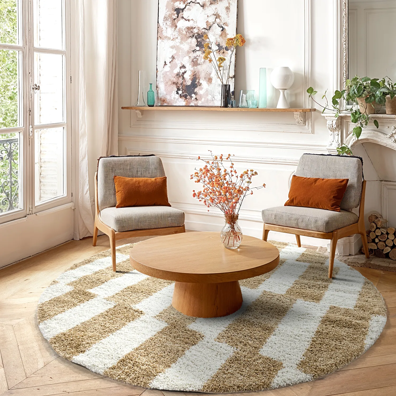 Kerek szőnyegek - Tamri (bézs/fehér)