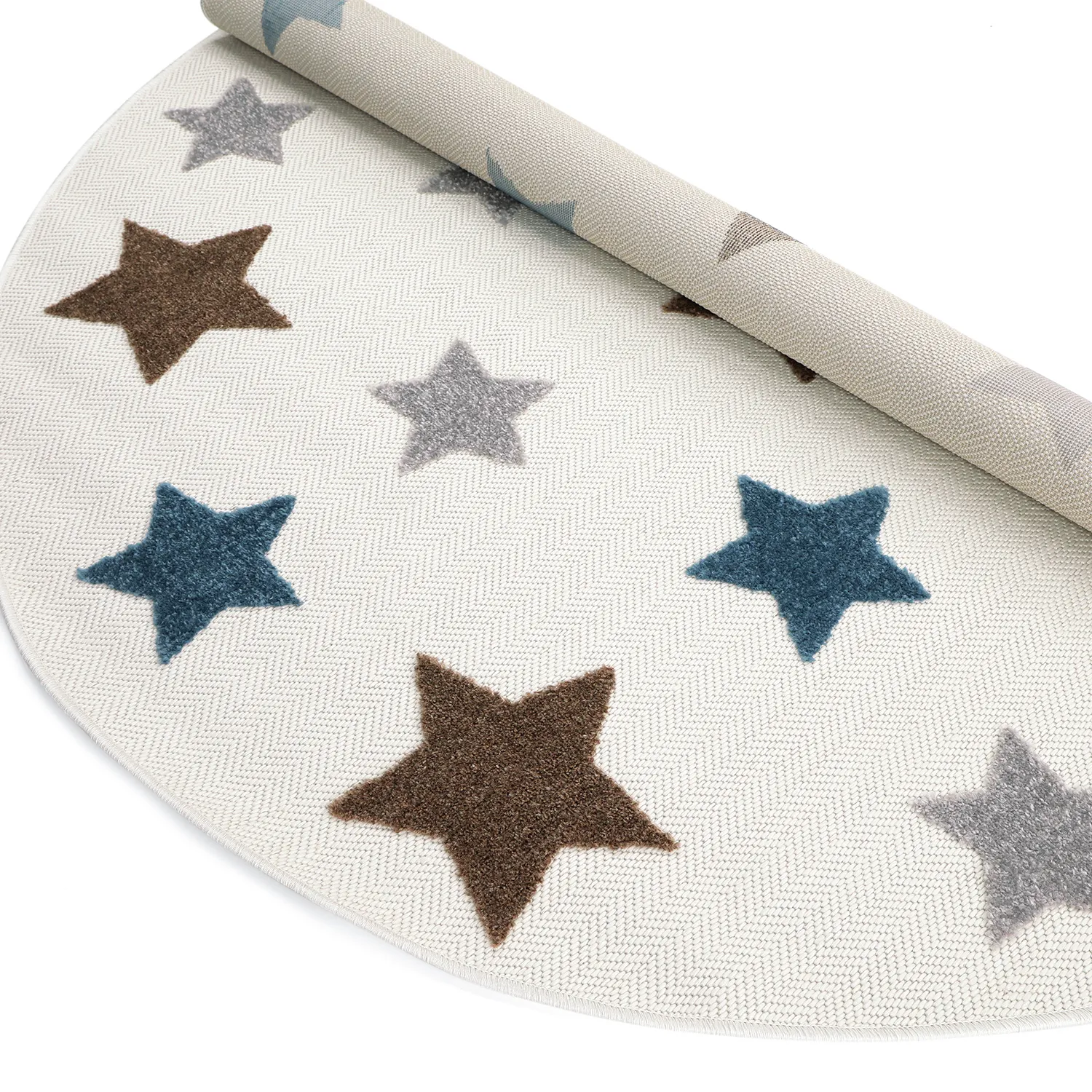 Kerek gyerekszőnyeg - Stars (krém/multi)