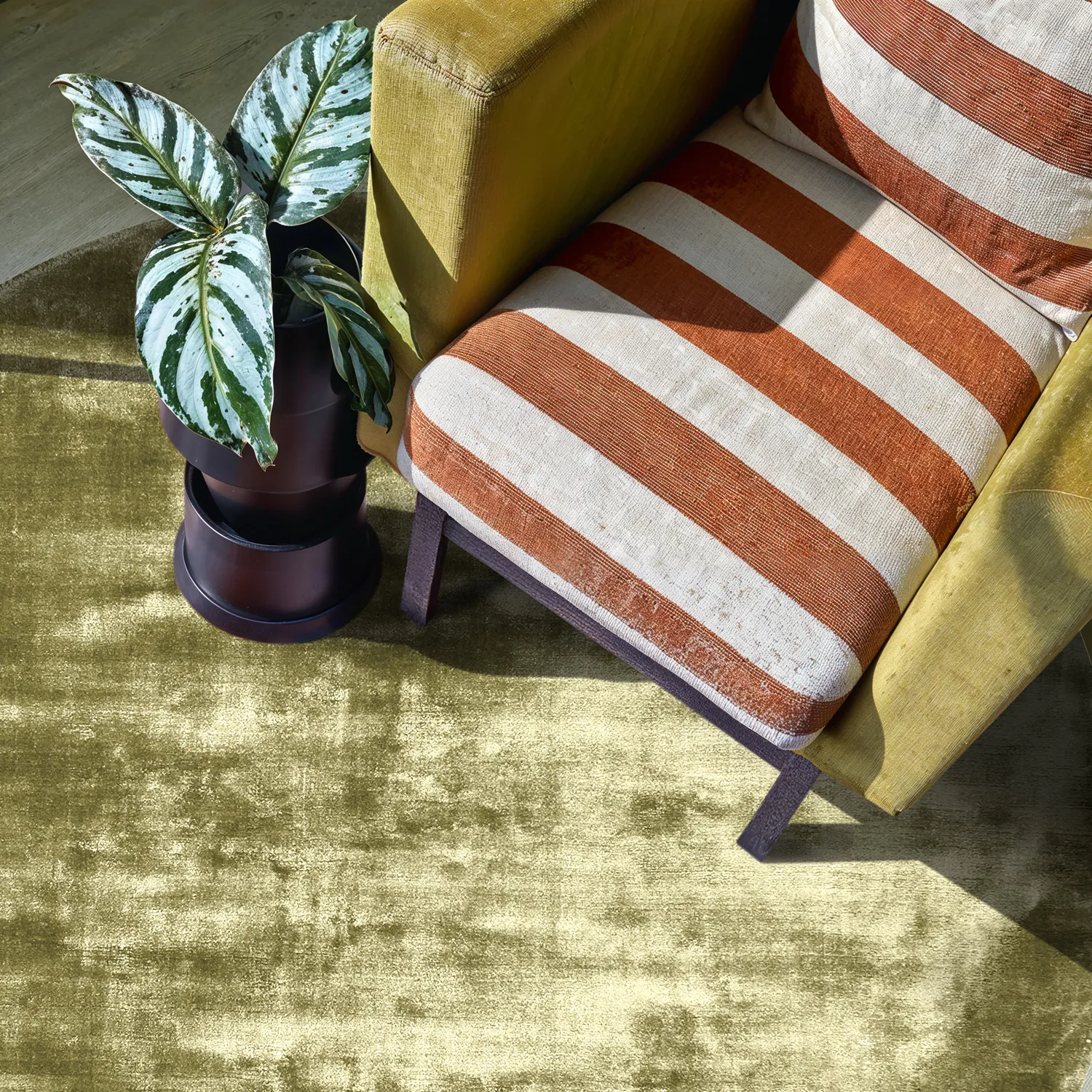 Kerek szőnyeg - Jodhpur Special Luxury Edition (olíva zöld)