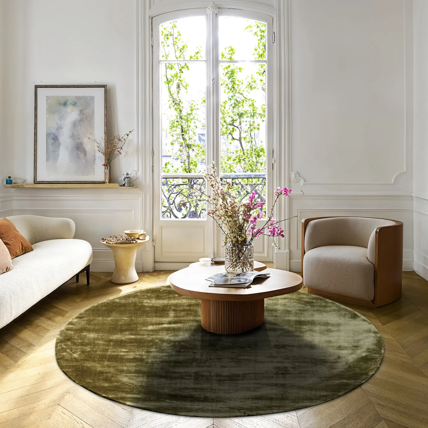 Kerek szőnyeg - Jodhpur Special Luxury Edition (olíva zöld)