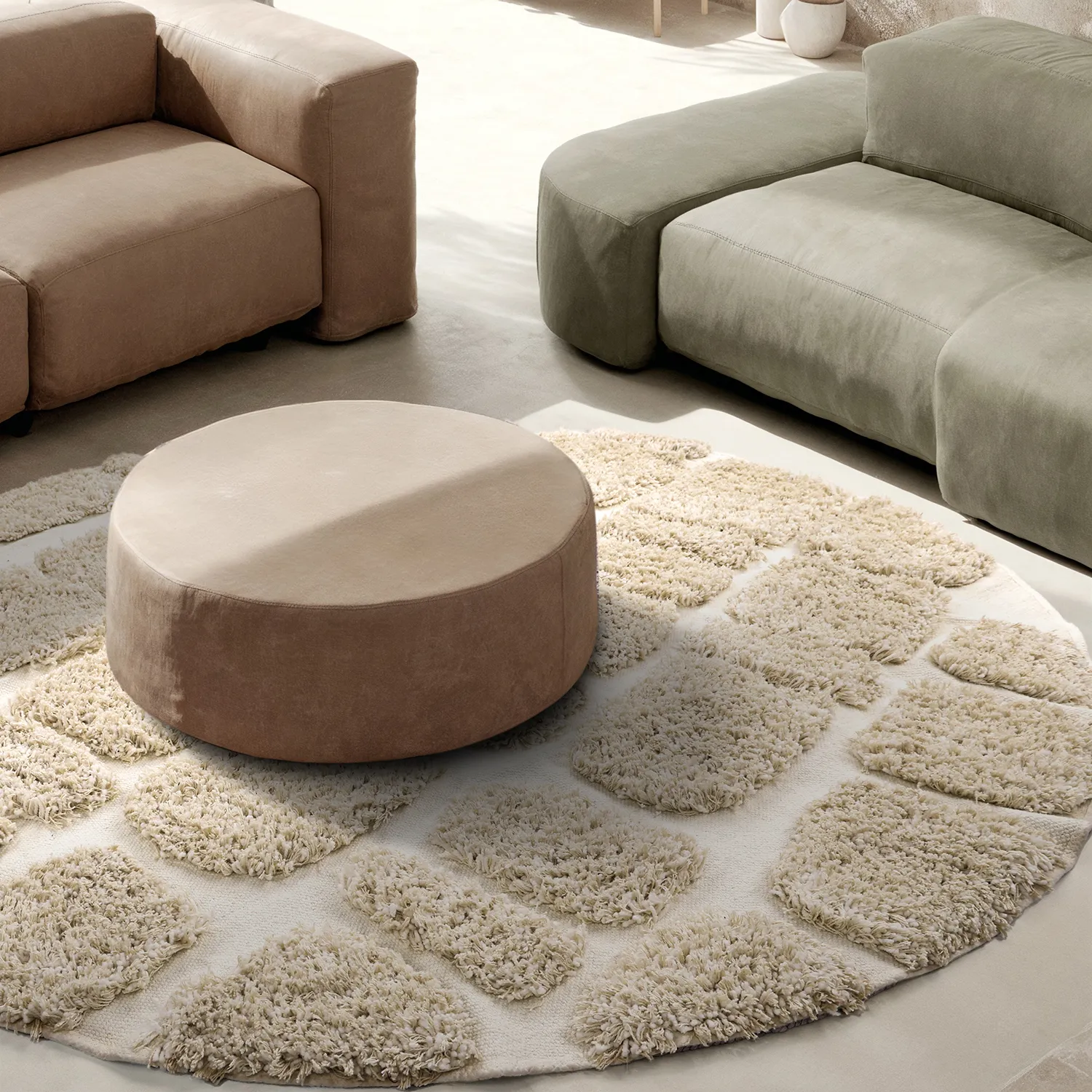 Kerek szőnyeg - Otranto Natural Cotton Shaggy (piszkosfehér)