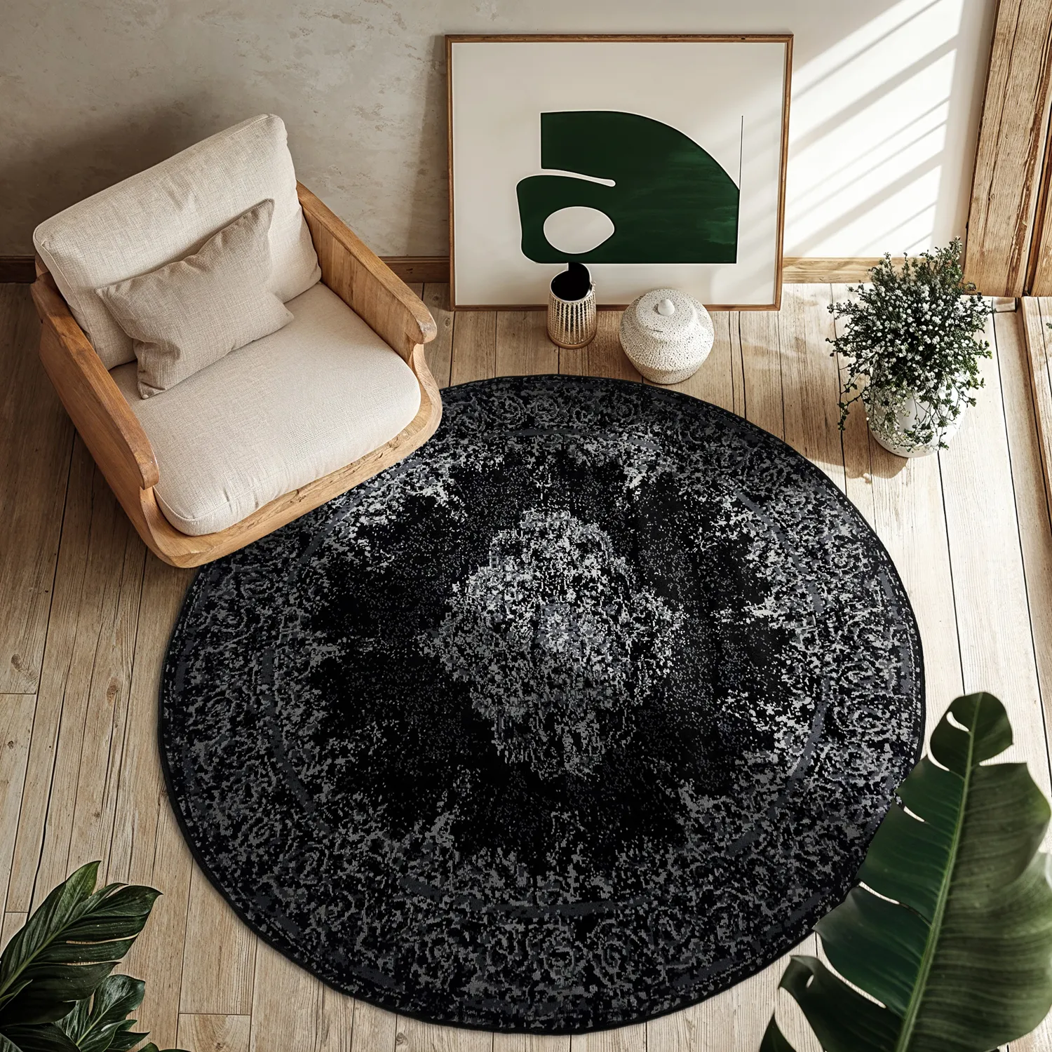 Kerek szőnyeg - Peking (fekete)