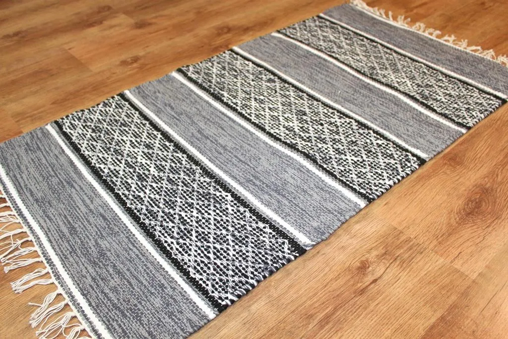 Rongyszőnyeg - Visby (fekete-fehér)