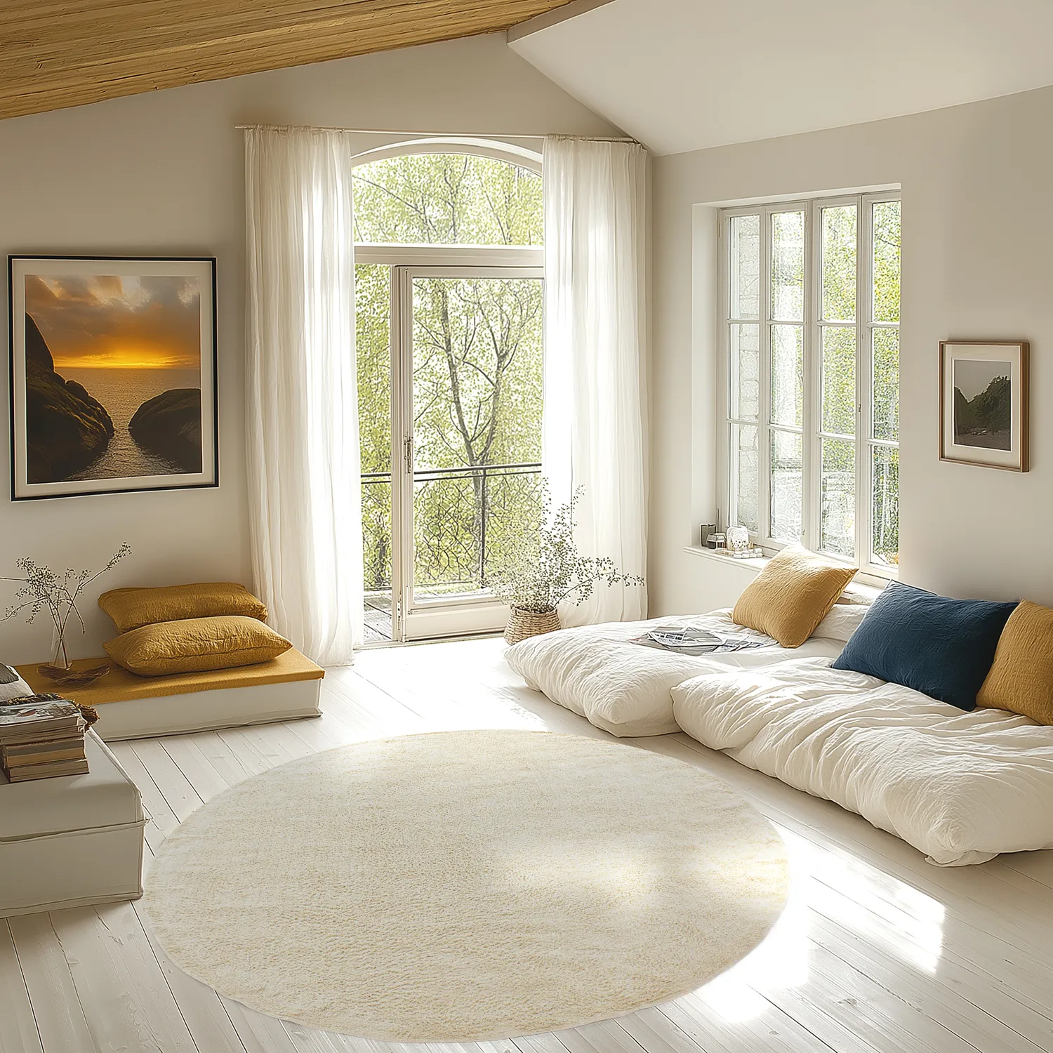 Kerek szőnyeg - Celina Natural Cotton Shaggy (törtfehér/bézs)