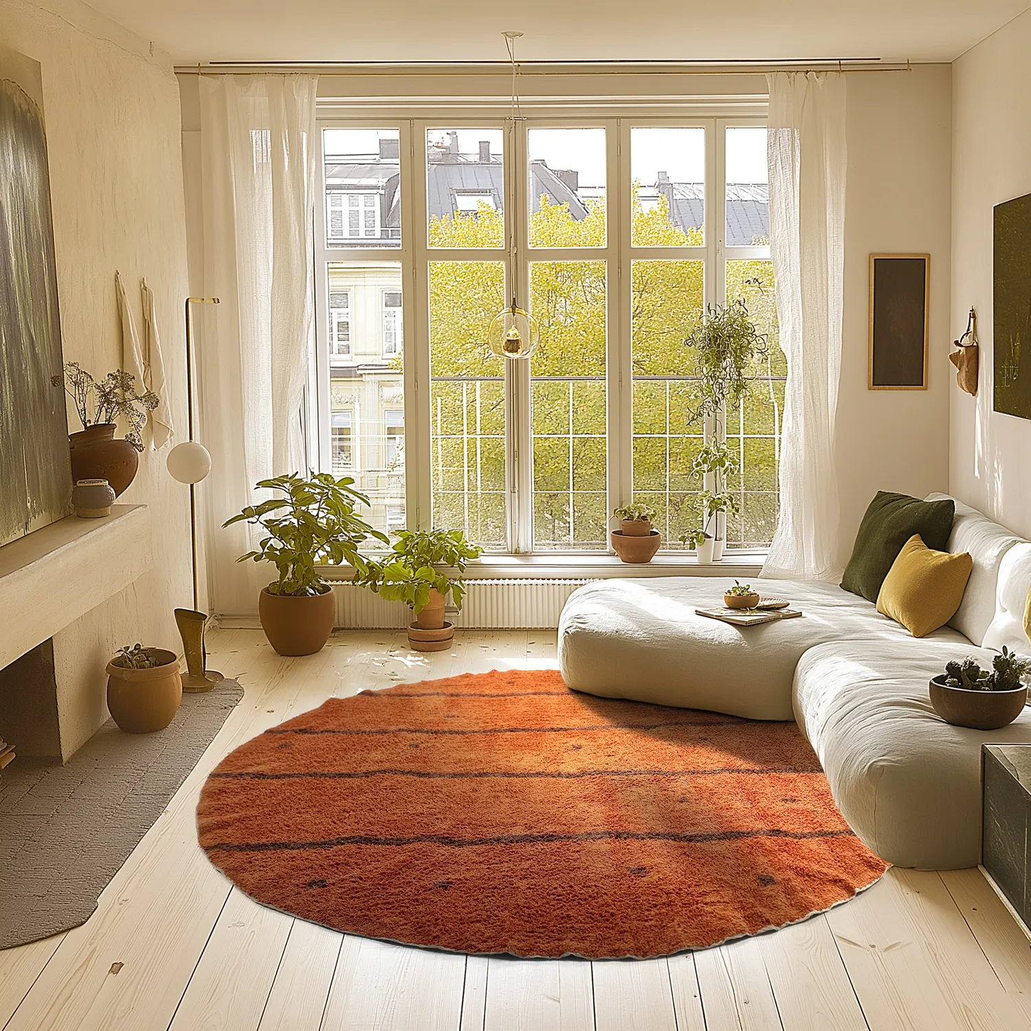 Kerek szőnyeg - Leora Natural Cotton Shaggy (narancs/barna)
