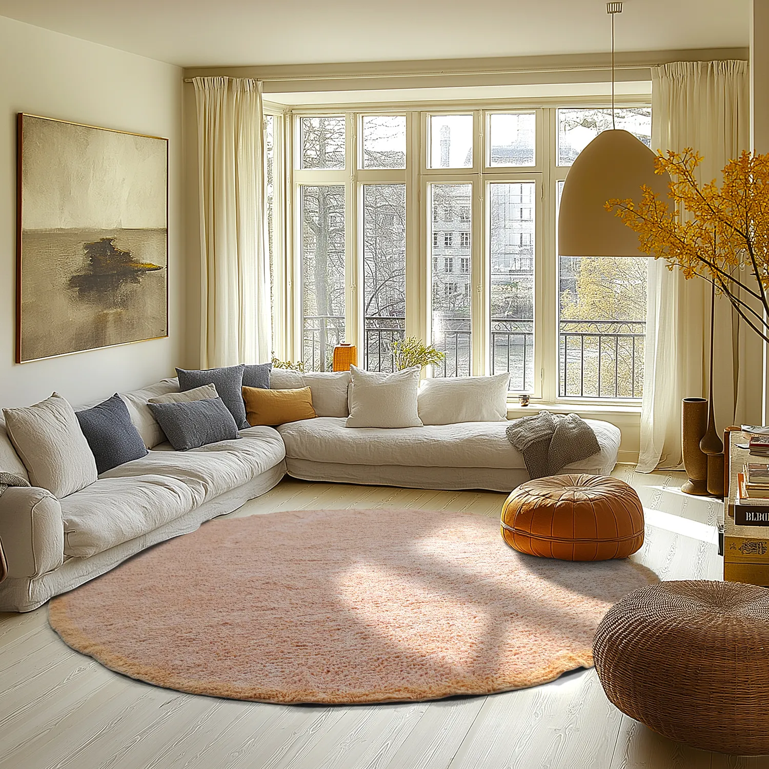 Kerek szőnyeg - Celina Natural Cotton Shaggy (rózsaszín/bézs)