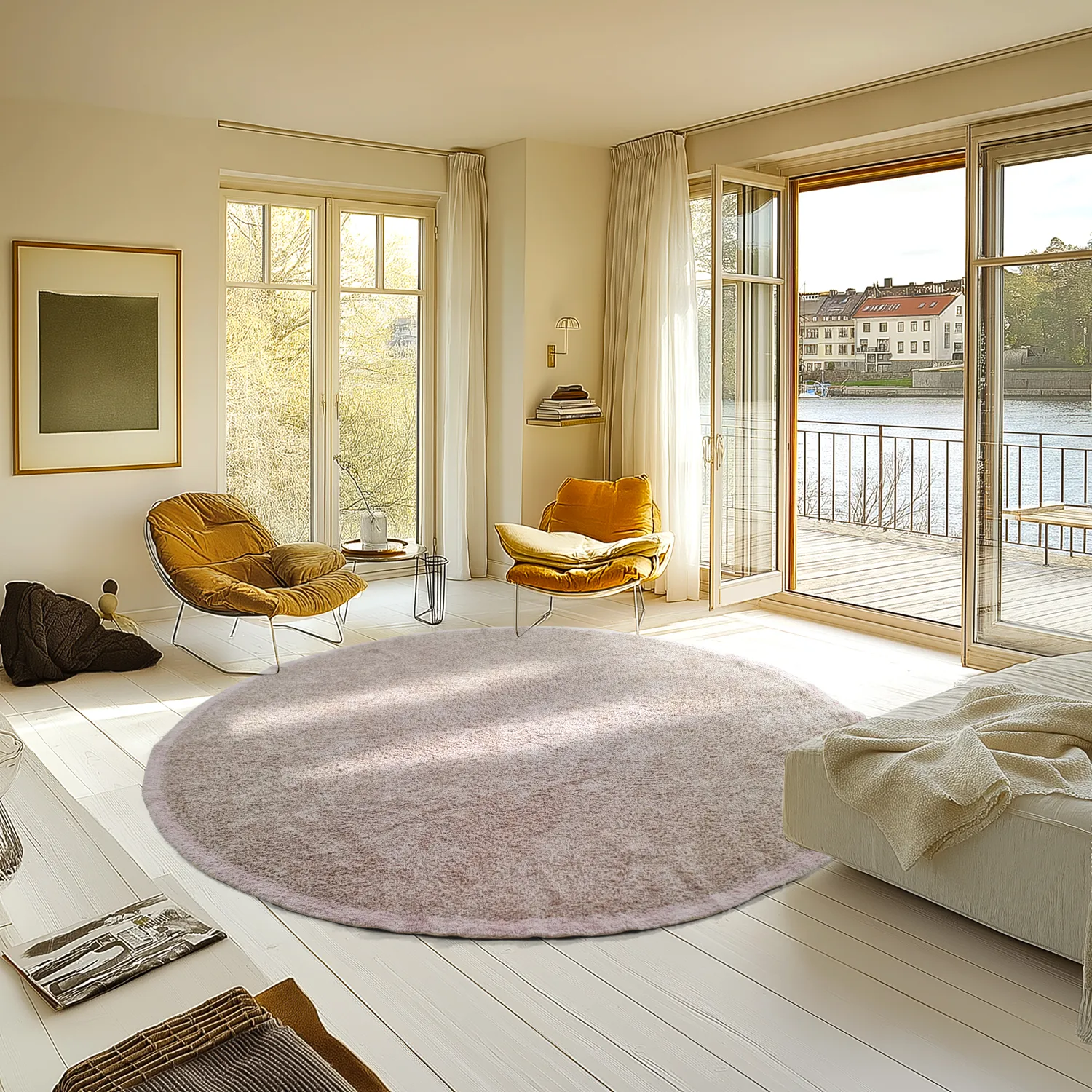 Kerek szőnyeg - Celina Natural Cotton Shaggy (taupe/levendula)