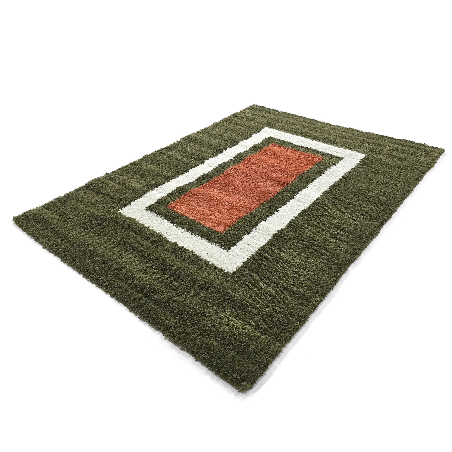 Shaggy szőnyeg - Alsace (zöld/fehér/narancs)