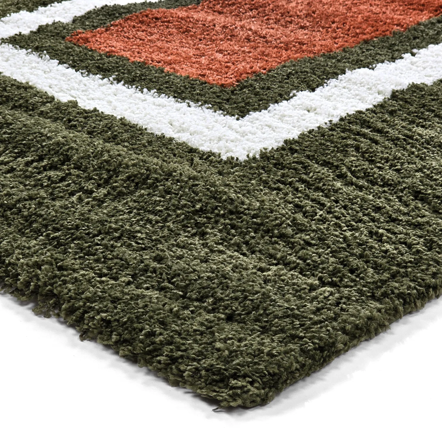 Shaggy szőnyeg - Alsace (zöld/fehér/narancs)