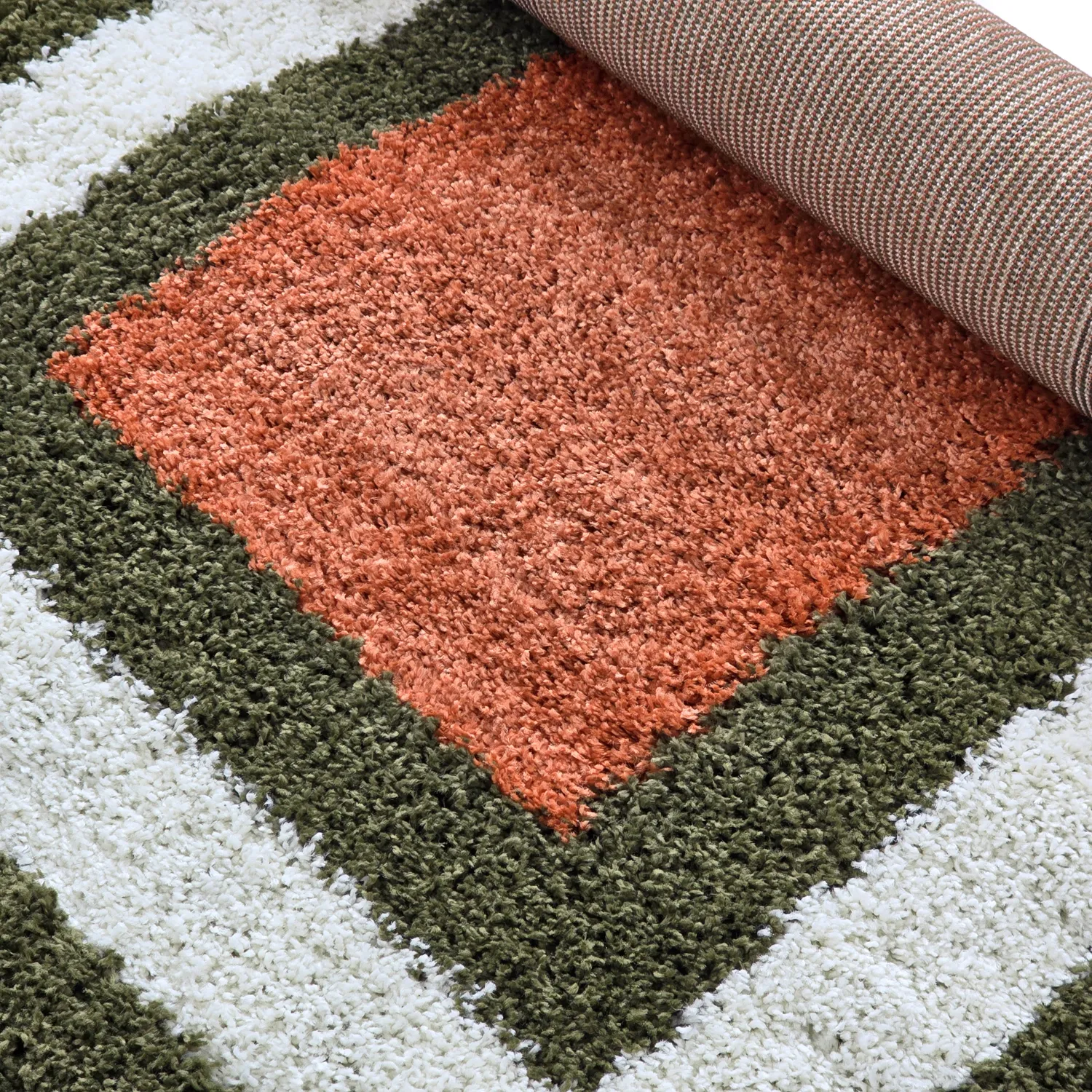 Shaggy szőnyeg - Alsace (zöld/fehér/narancs)