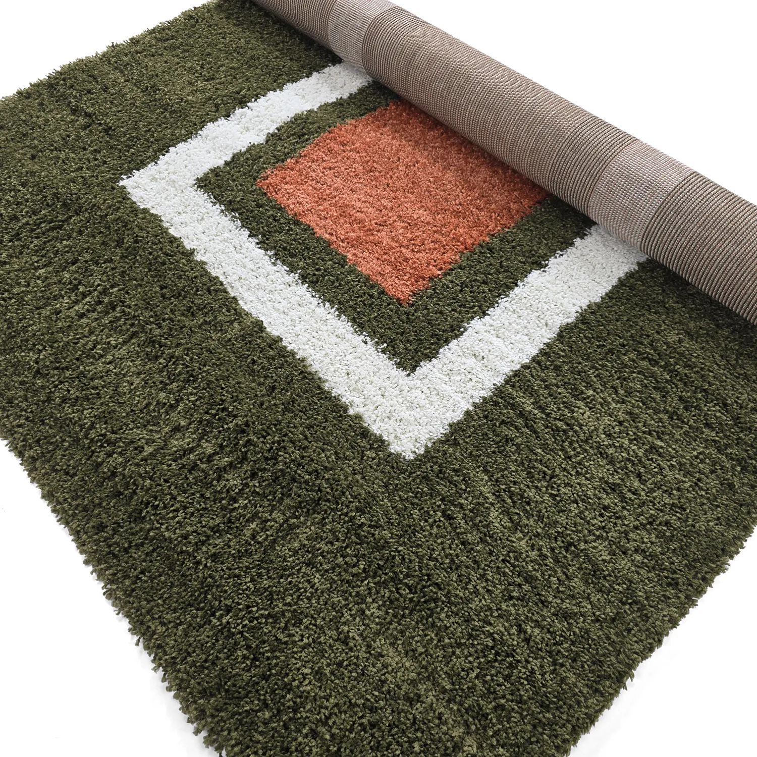 Shaggy szőnyeg - Alsace (zöld/fehér/narancs)