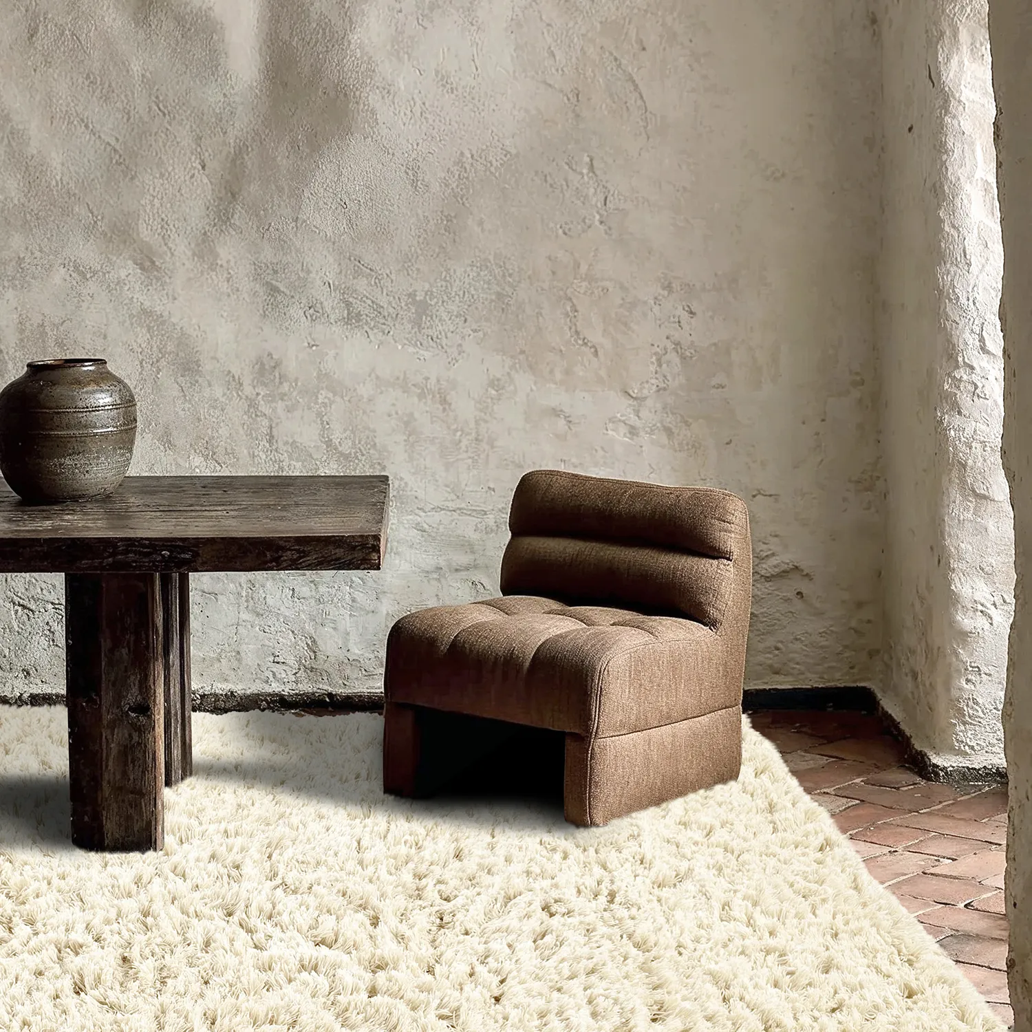 Shaggy szőnyeg - Fassale Hand Woven Wool Shaggy (fehér)