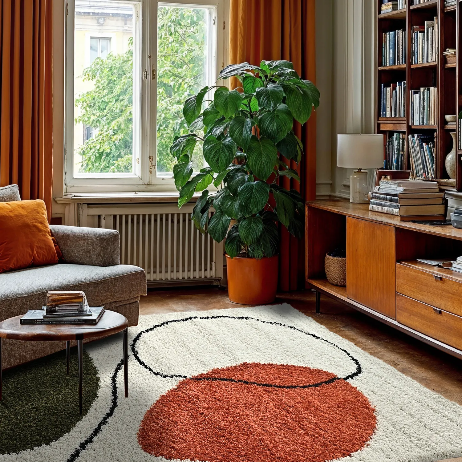 Shaggy szőnyeg - Sanghar (fehér/narancs/zöld)