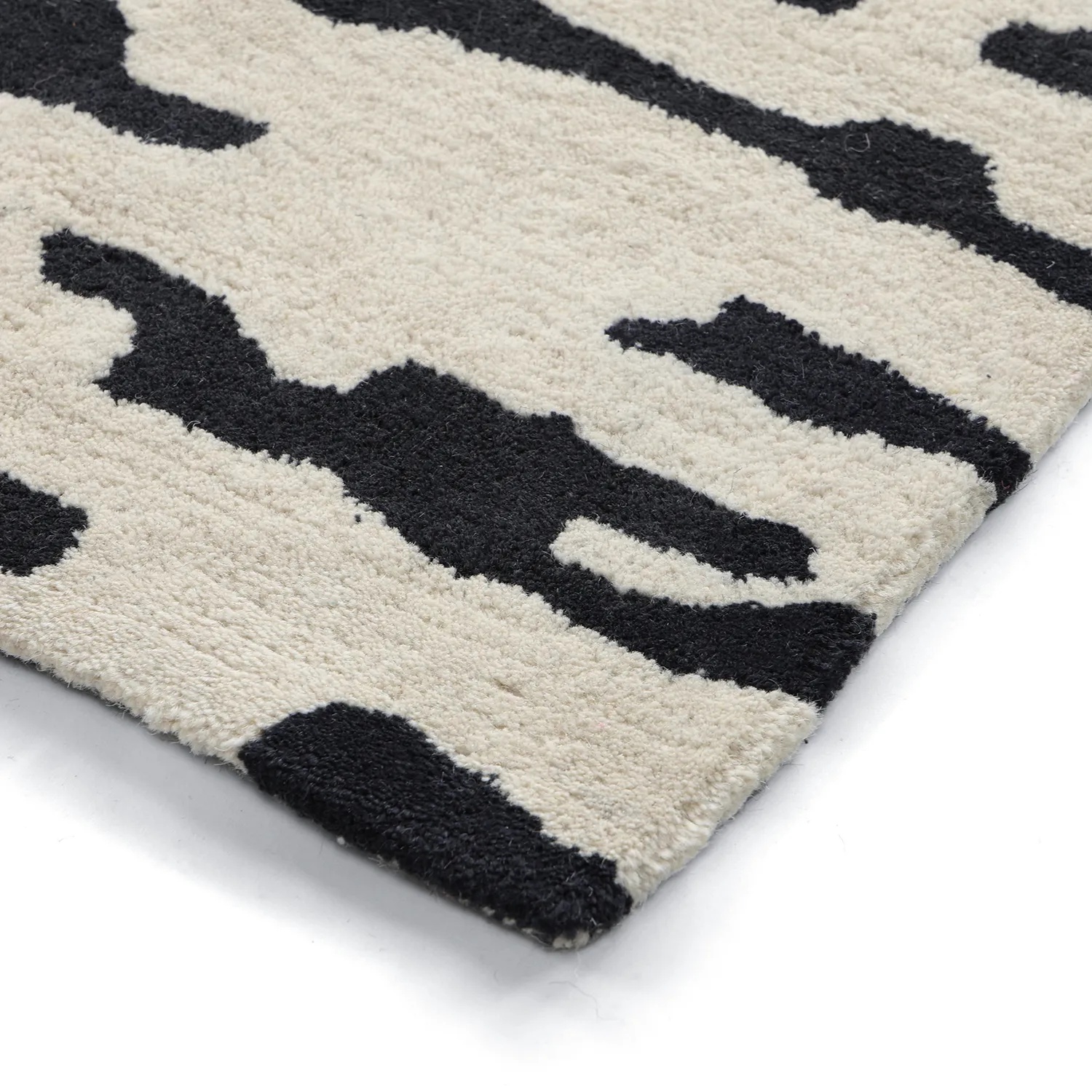 Shaggy szőnyeg - Zebra Tufted Wool Premium (fehér/fekete)