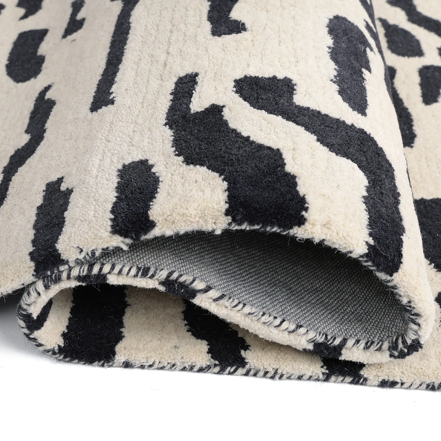 Shaggy szőnyeg - Zebra Tufted Wool Premium (fehér/fekete)