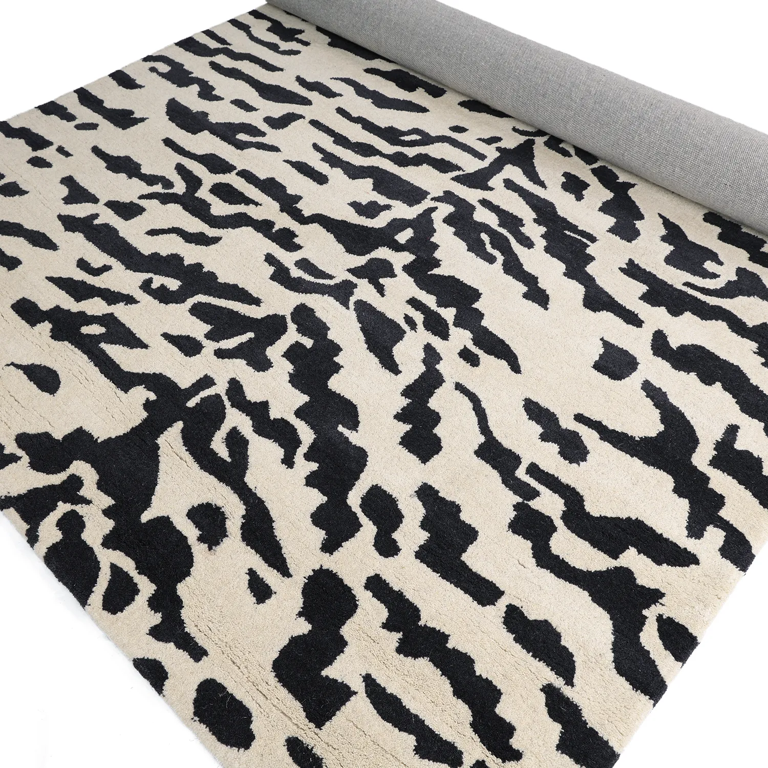 Shaggy szőnyeg - Zebra Tufted Wool Premium (fehér/fekete)