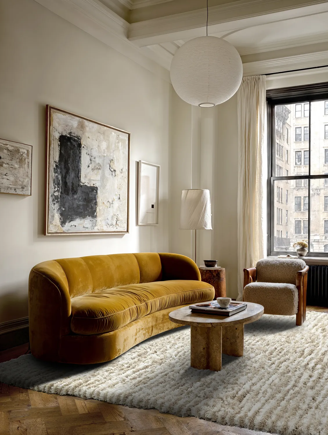 Shaggy szőnyeg - Aden (bézs/fehér)