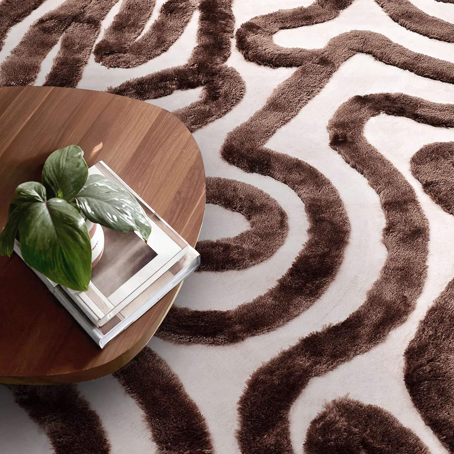 Shaggy szőnyeg - Akaba (barna/világos rózsaszín)