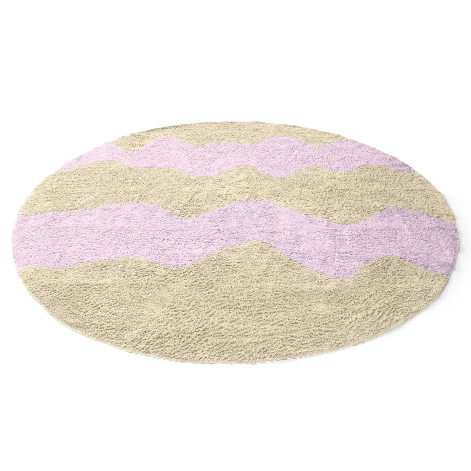 Kerek szőnyeg - Amira Natural Cotton Shaggy (bézs/lila)