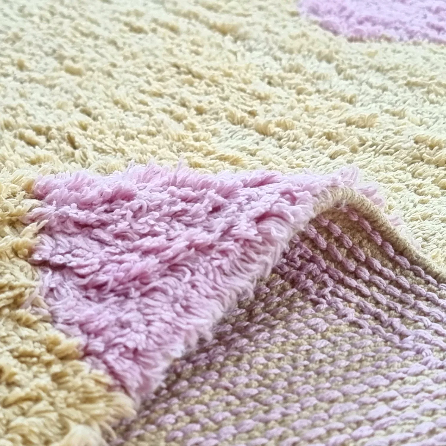 Kerek szőnyeg - Amira Natural Cotton Shaggy (bézs/lila)