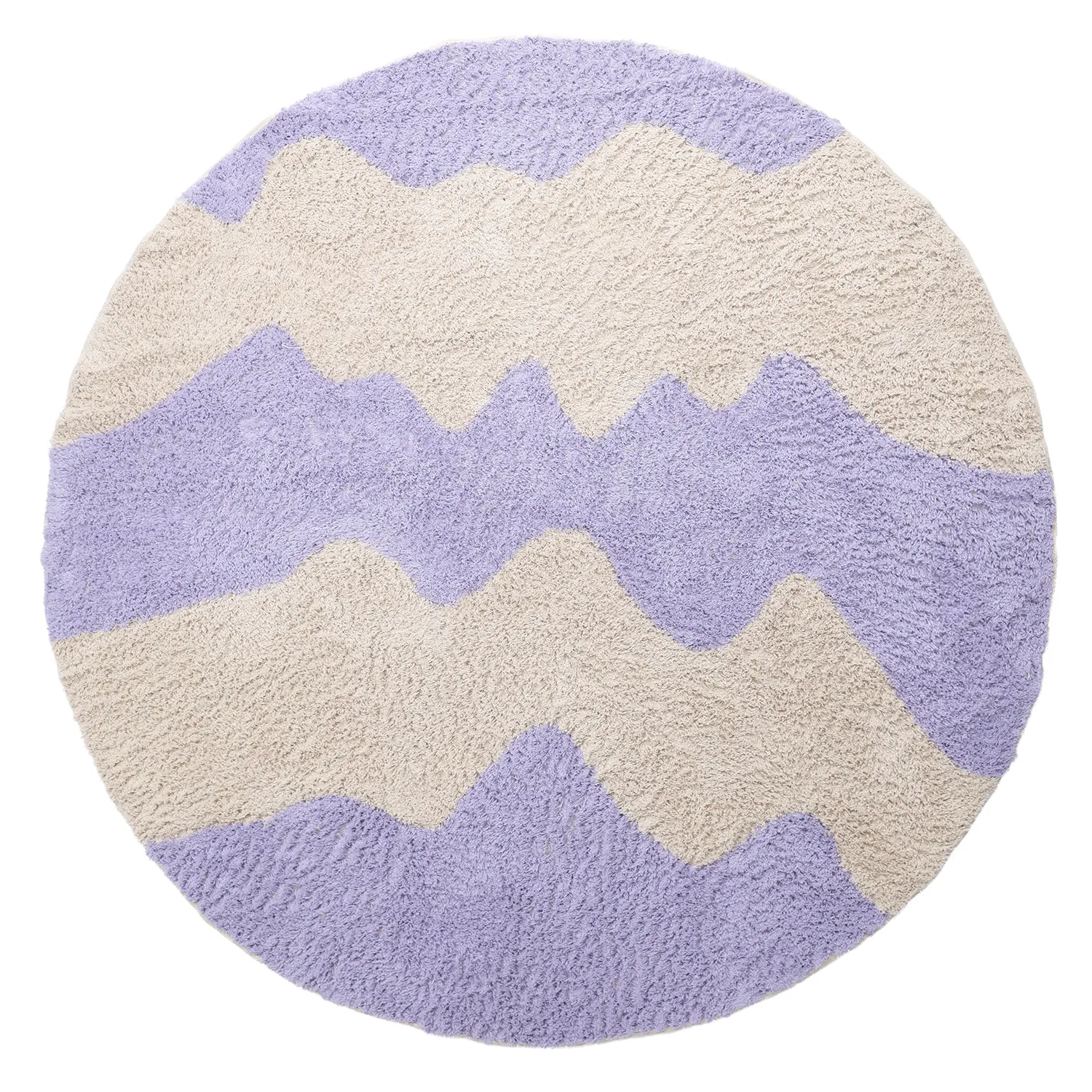 Kerek szőnyeg - Amira Natural Cotton Shaggy (lila/bézs)