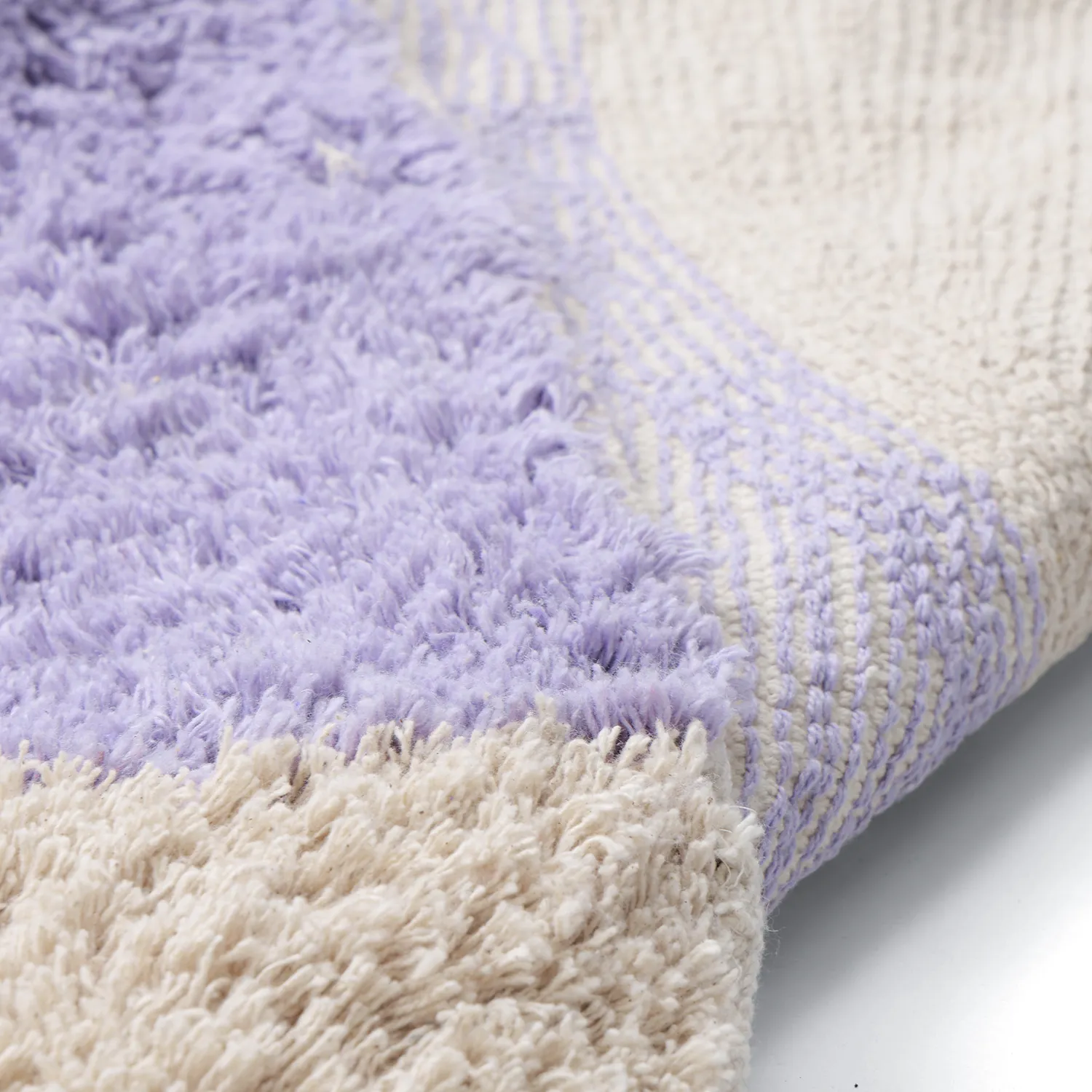 Kerek szőnyeg - Amira Natural Cotton Shaggy (lila/bézs)