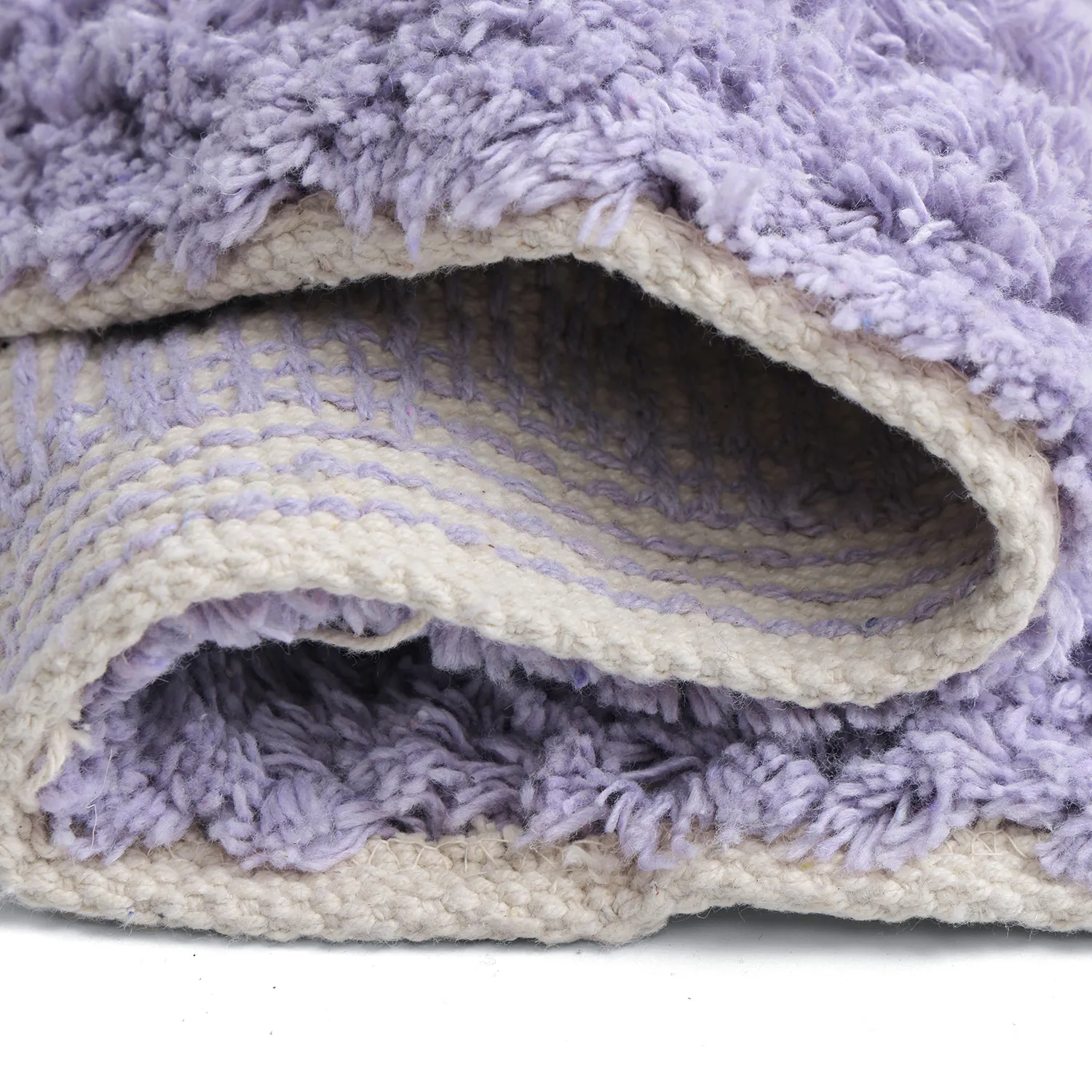 Kerek szőnyeg - Amira Natural Cotton Shaggy (lila/bézs)