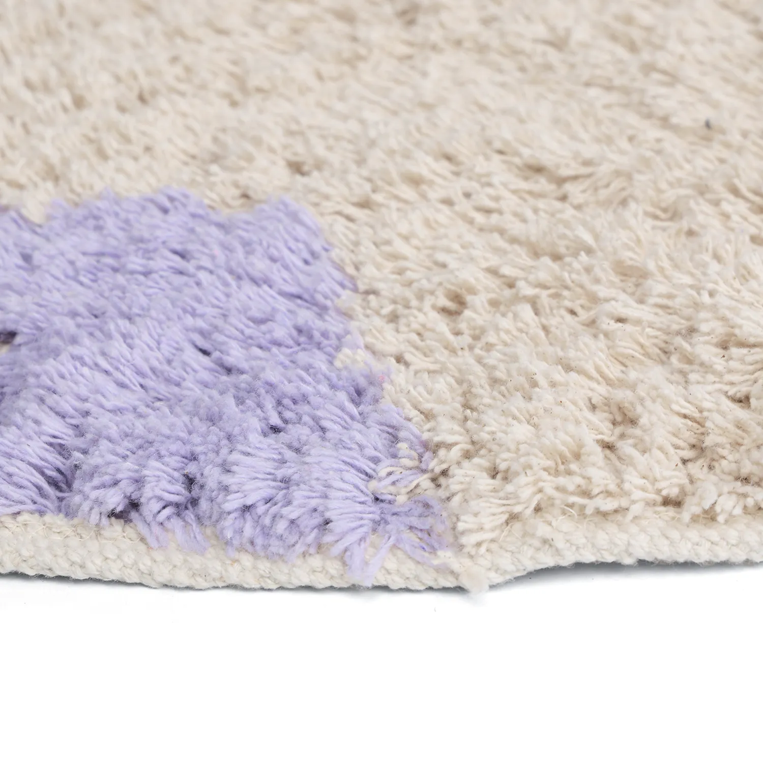 Kerek szőnyeg - Amira Natural Cotton Shaggy (lila/bézs)