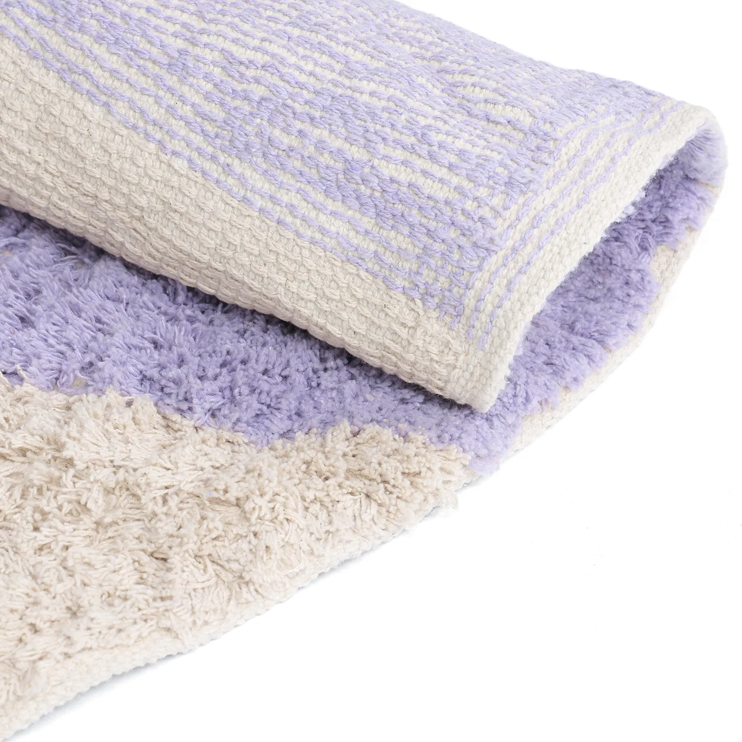 Kerek szőnyeg - Amira Natural Cotton Shaggy (lila/bézs)
