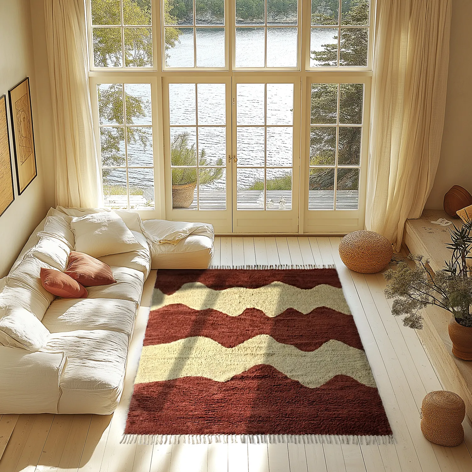 Shaggy szőnyeg - Amira Natural Cotton Shaggy (piros/bézs)