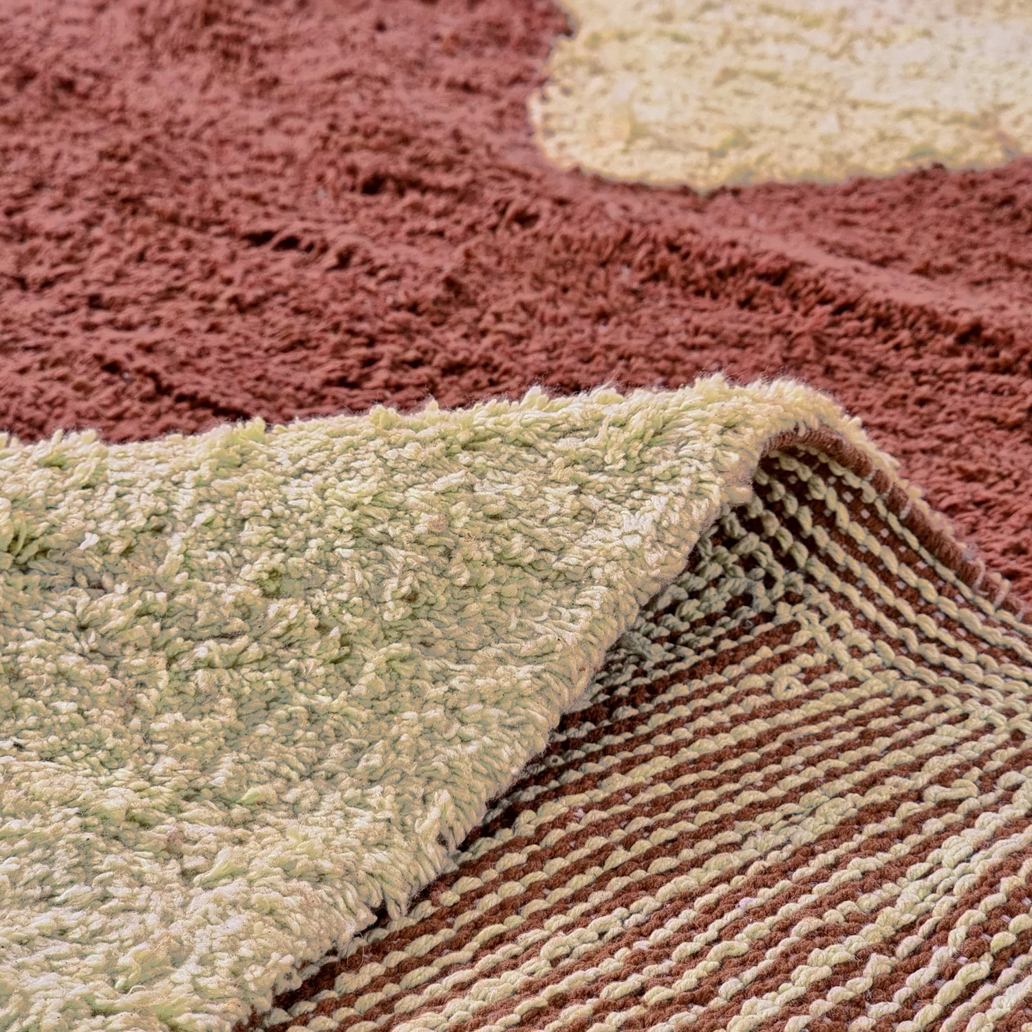 Kerek szőnyeg - Amira Natural Cotton Shaggy (piros/bézs)