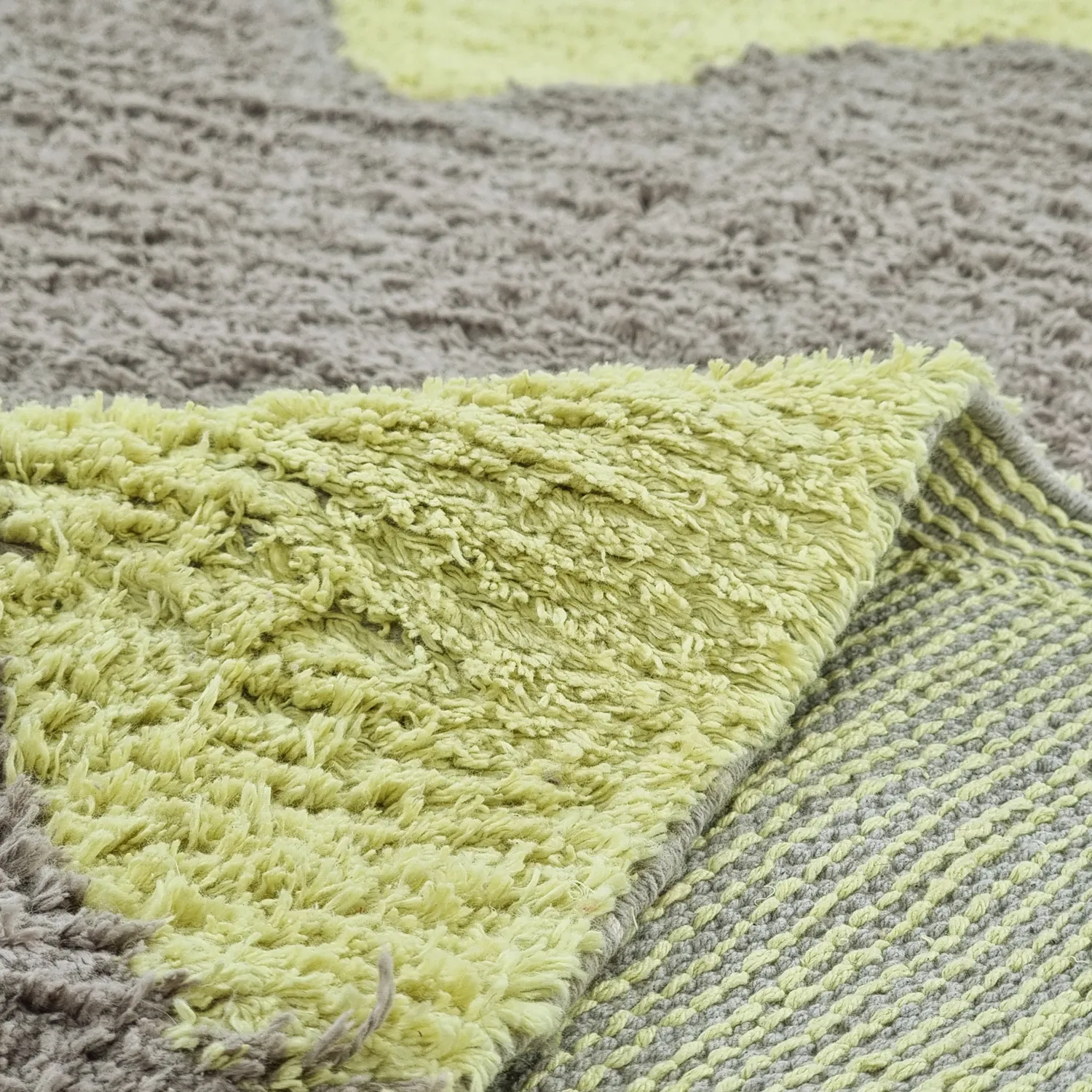 Kerek szőnyeg - Amira Natural Cotton Shaggy (szürkés/sárga)
