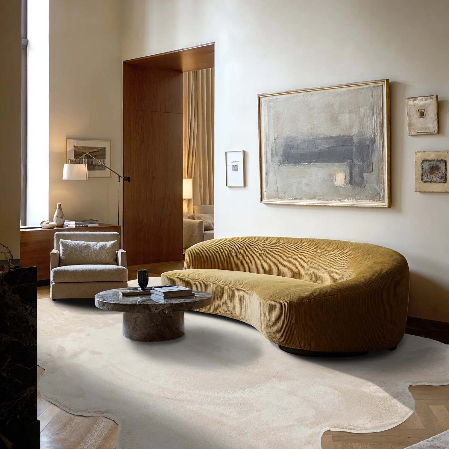 Hullámos shaggy szőnyeg - Aranga Super Soft Fur (bézs)