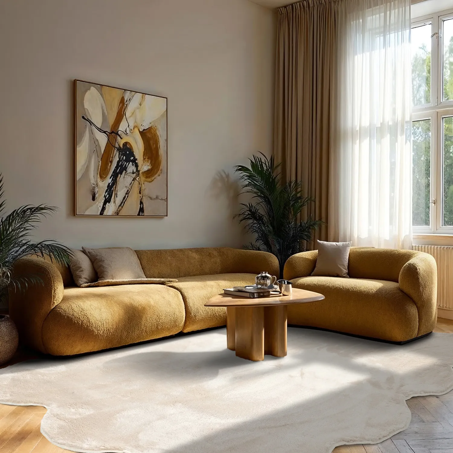 Hullámos shaggy szőnyeg - Aranga Super Soft Fur (bézs)