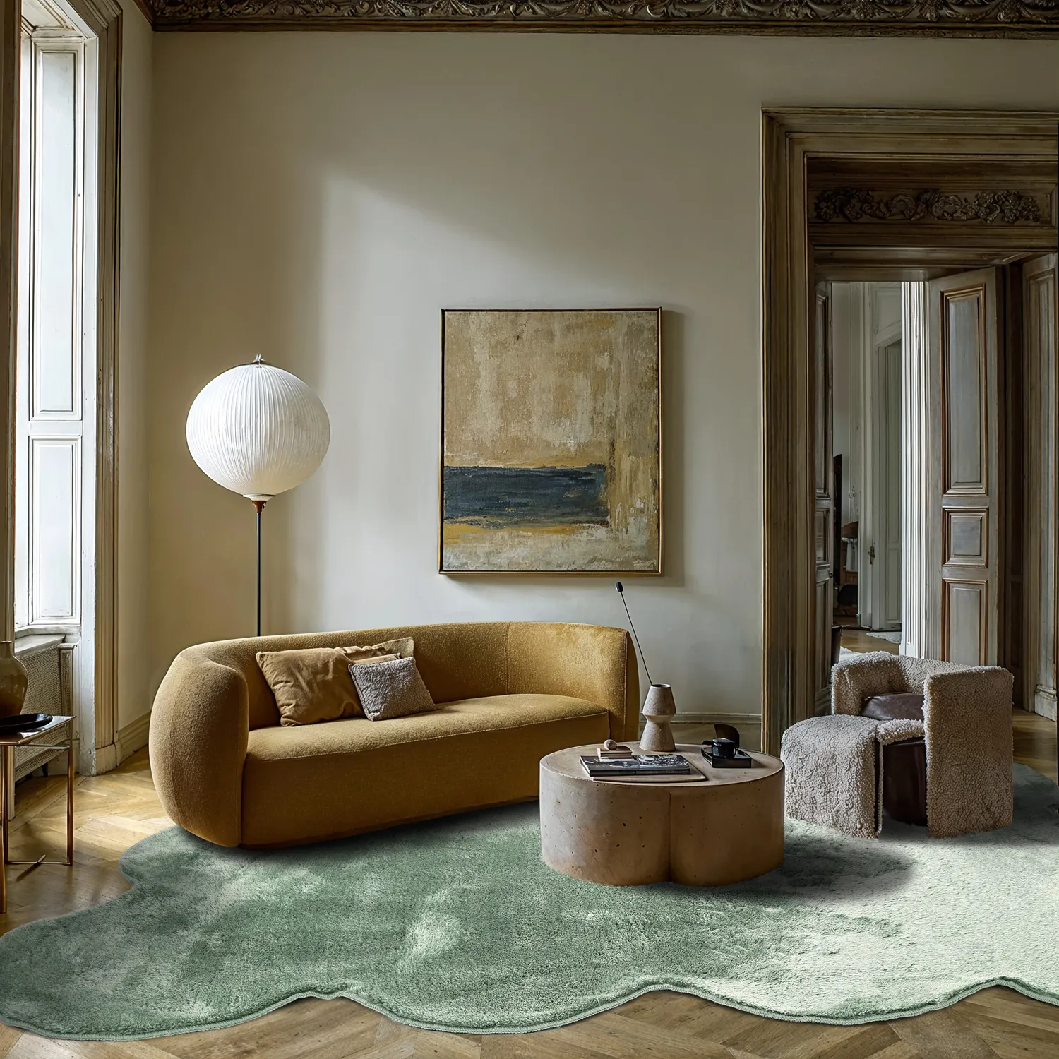 Hullámos shaggy szőnyeg - Aranga Super Soft Fur (zöld)