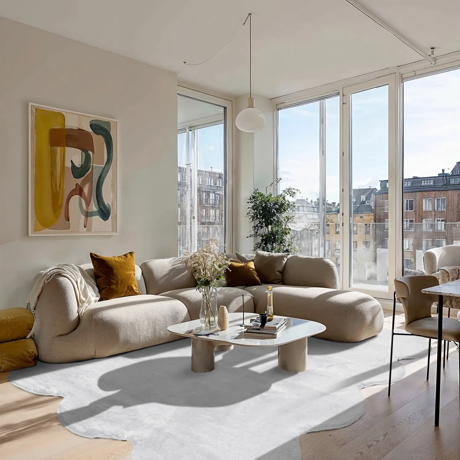 Hullámos shaggy szőnyeg - Aranga Super Soft Fur (fehér)