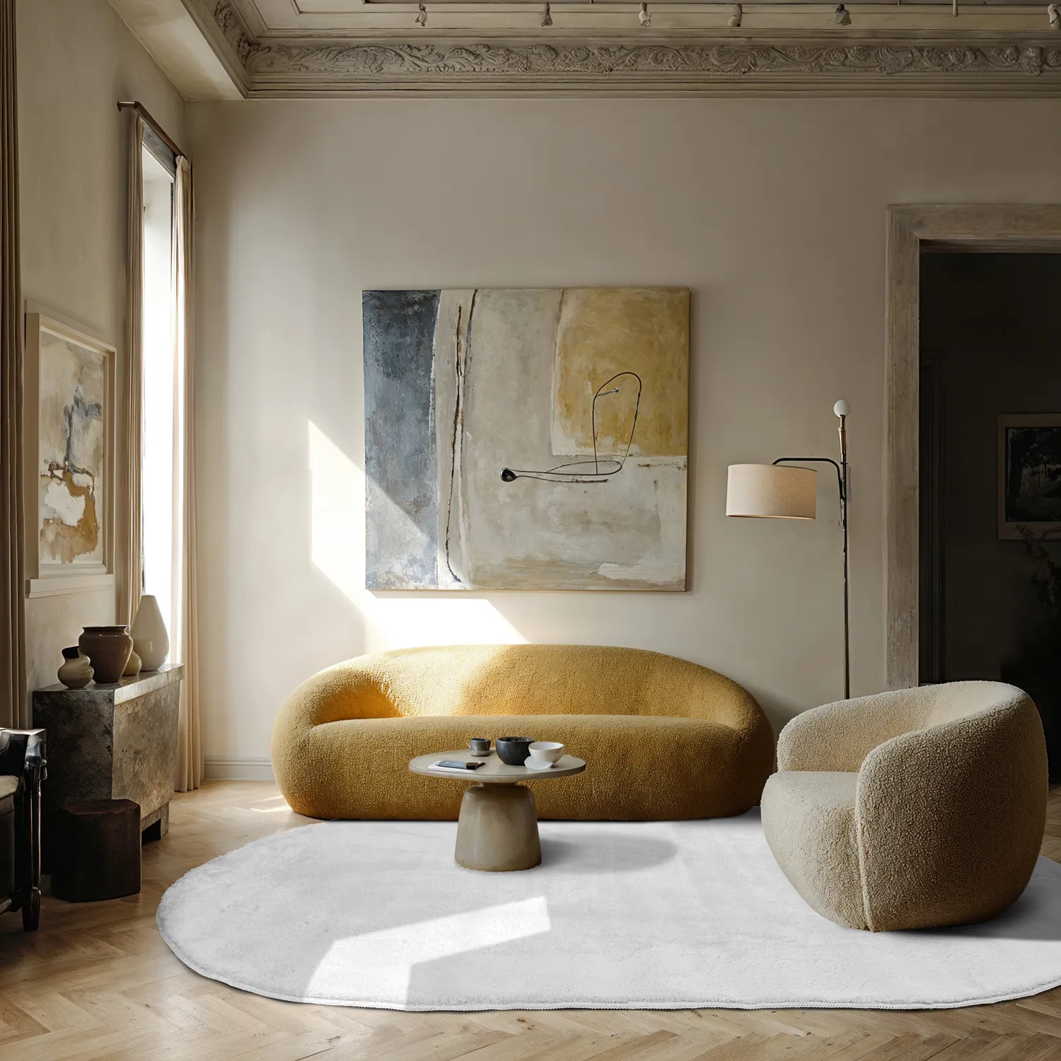 Ovális shaggy szőnyeg - Aranga Super Soft Fur (fehér)