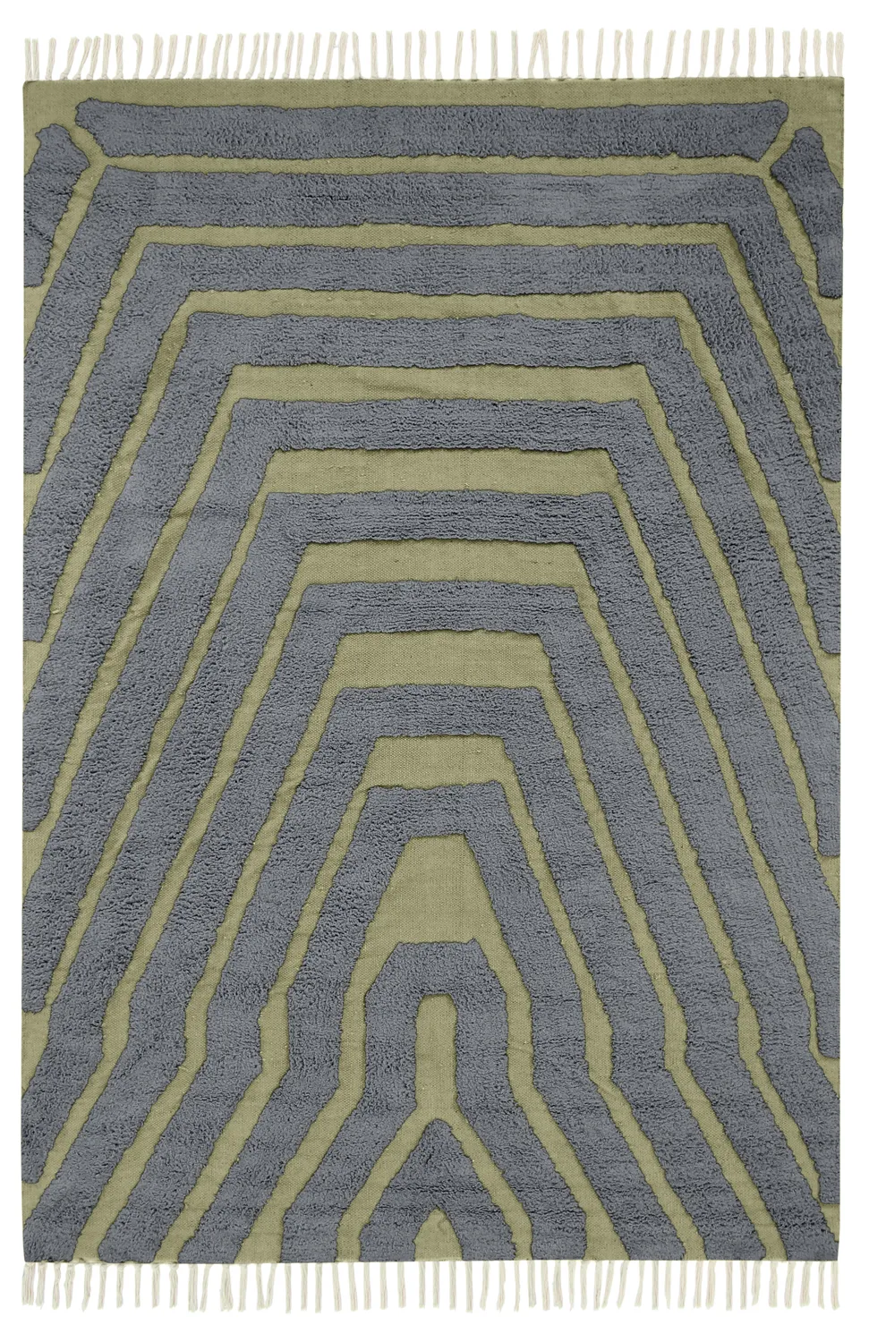 Shaggy szőnyeg - Callista Natural Cotton Shaggy (fekete/zöld)