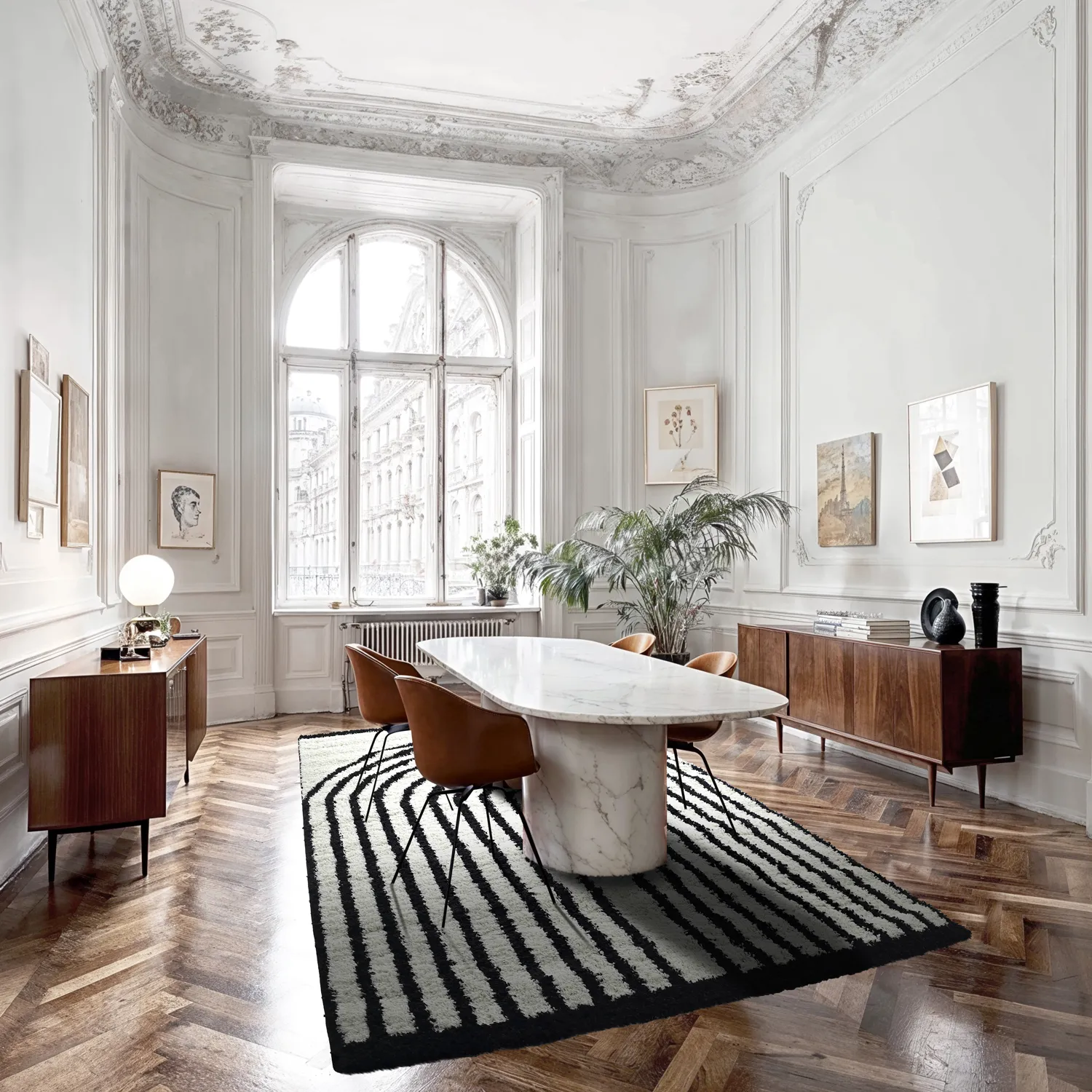 Shaggy szőnyeg - Cluny (fehér/fekete)