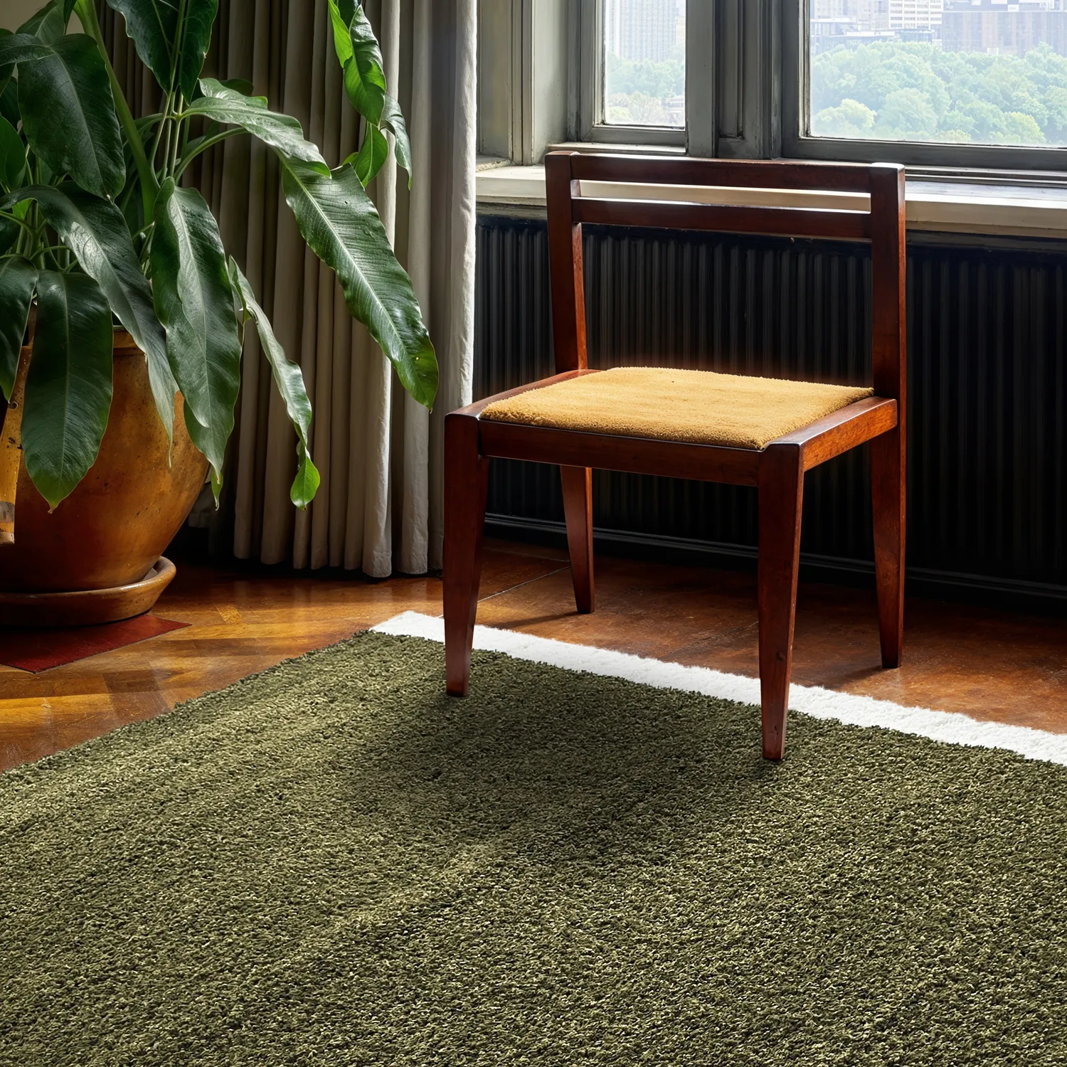 Shaggy szőnyeg - Conques (zöld/fehér)