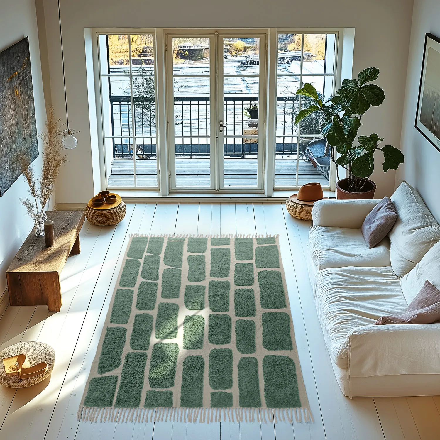 Shaggy szőnyeg - Cyrus Natural Cotton Shaggy (zöld)