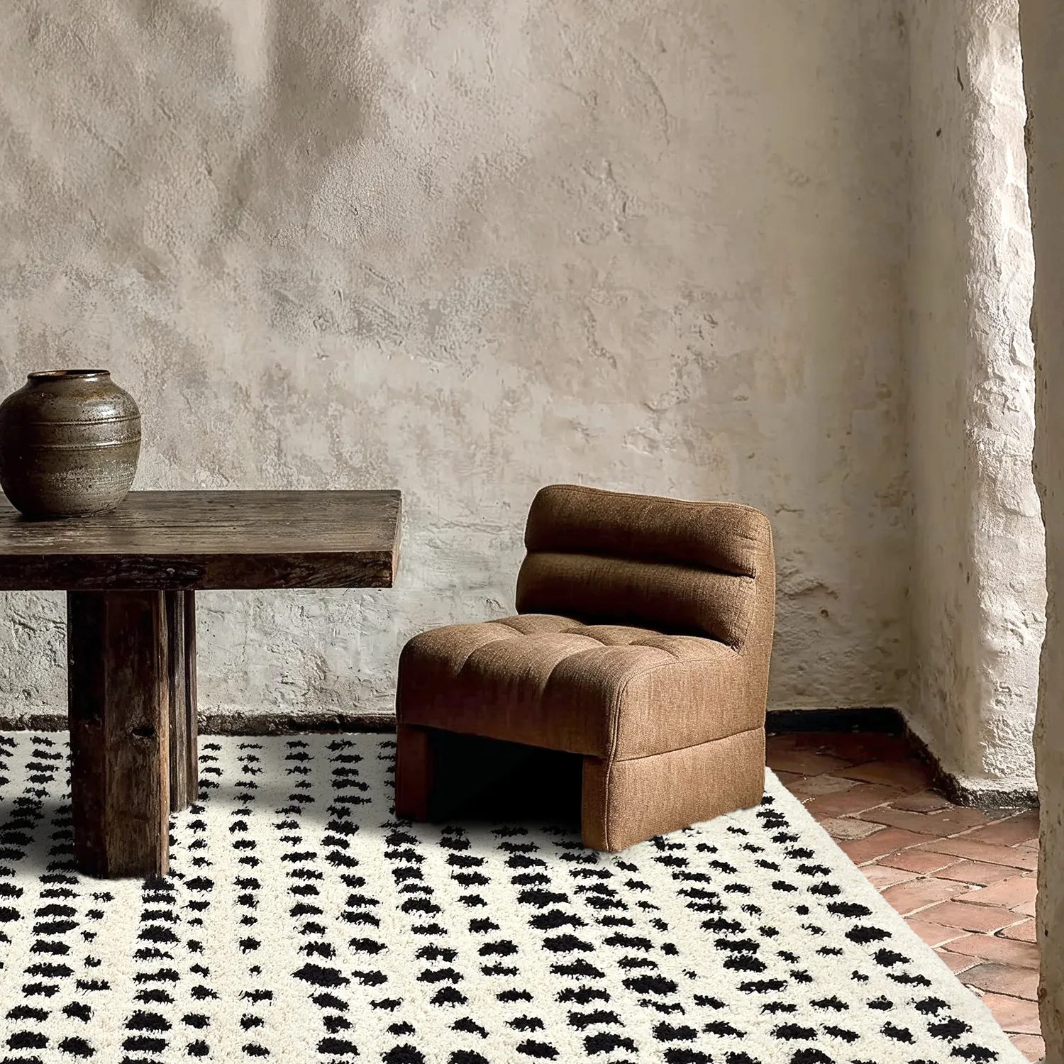 Shaggy szőnyeg - Dotty (fekete/fehér)