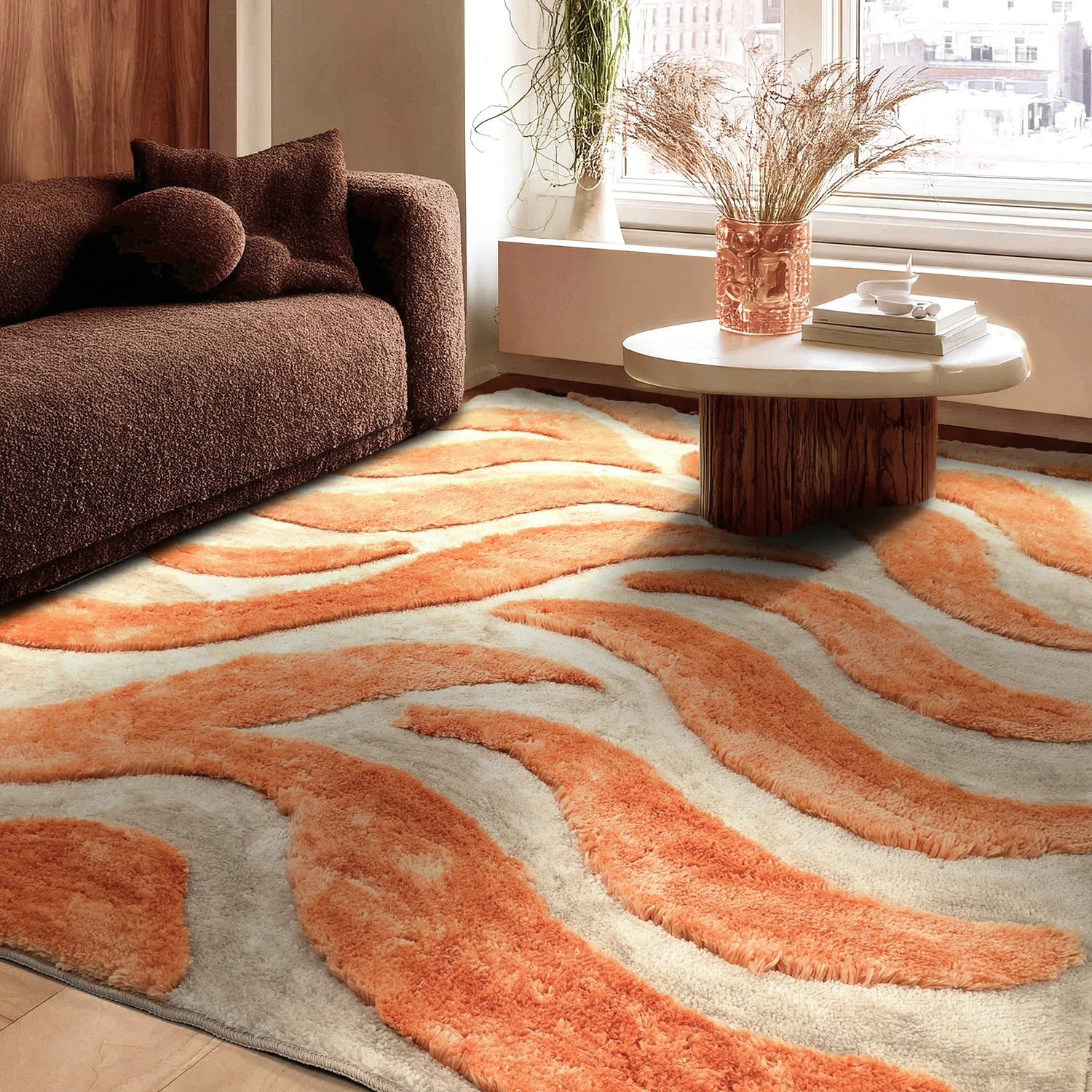 Shaggy szőnyeg - Fergana (krém/narancs)